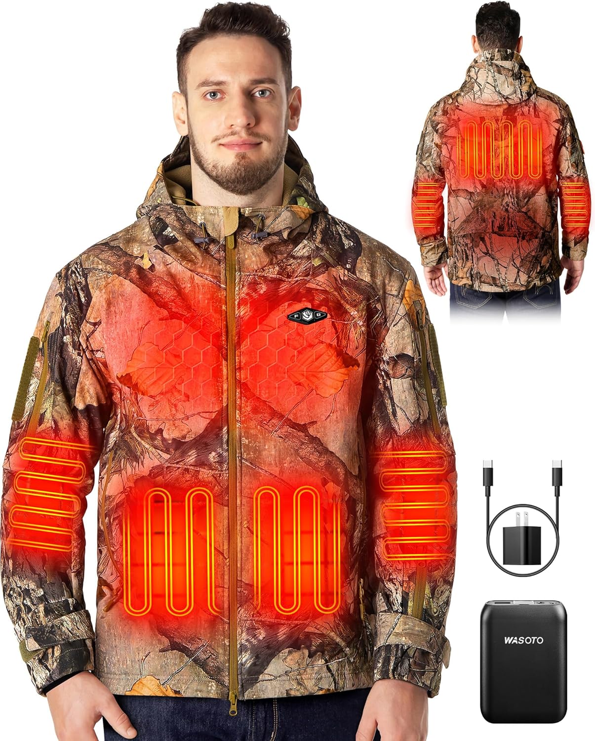 Heated Jackets for Men 16000mAh Battery Pack Included Windproof Water Resistant...