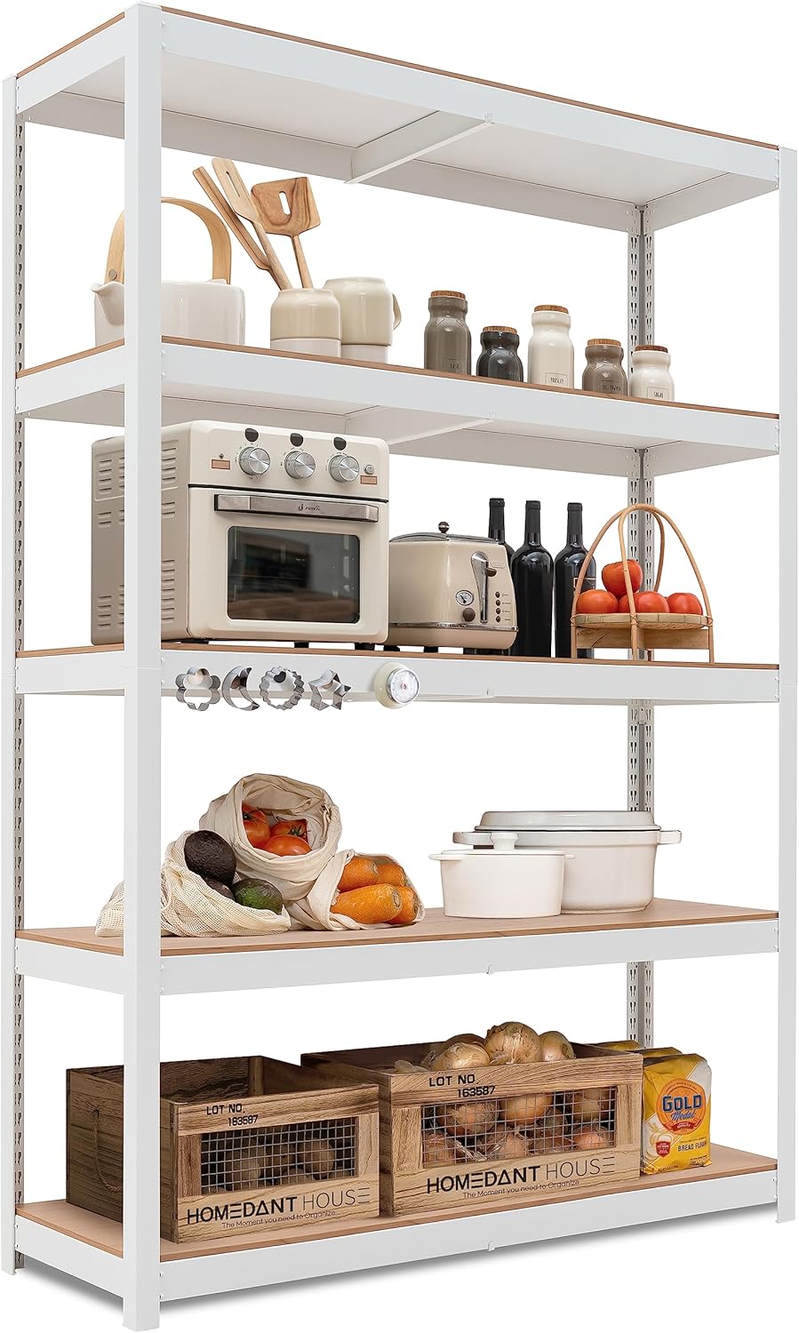 HOMEDANT House Z-Beam White 48" Wide Boltless Heavy Duty Garage Storage Shelving...