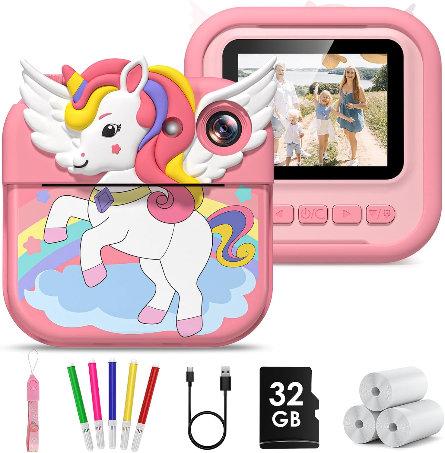 Gofunly Kids Camera Instant Print, 2.4'' Instant Camera for Kids with 32G Card &...