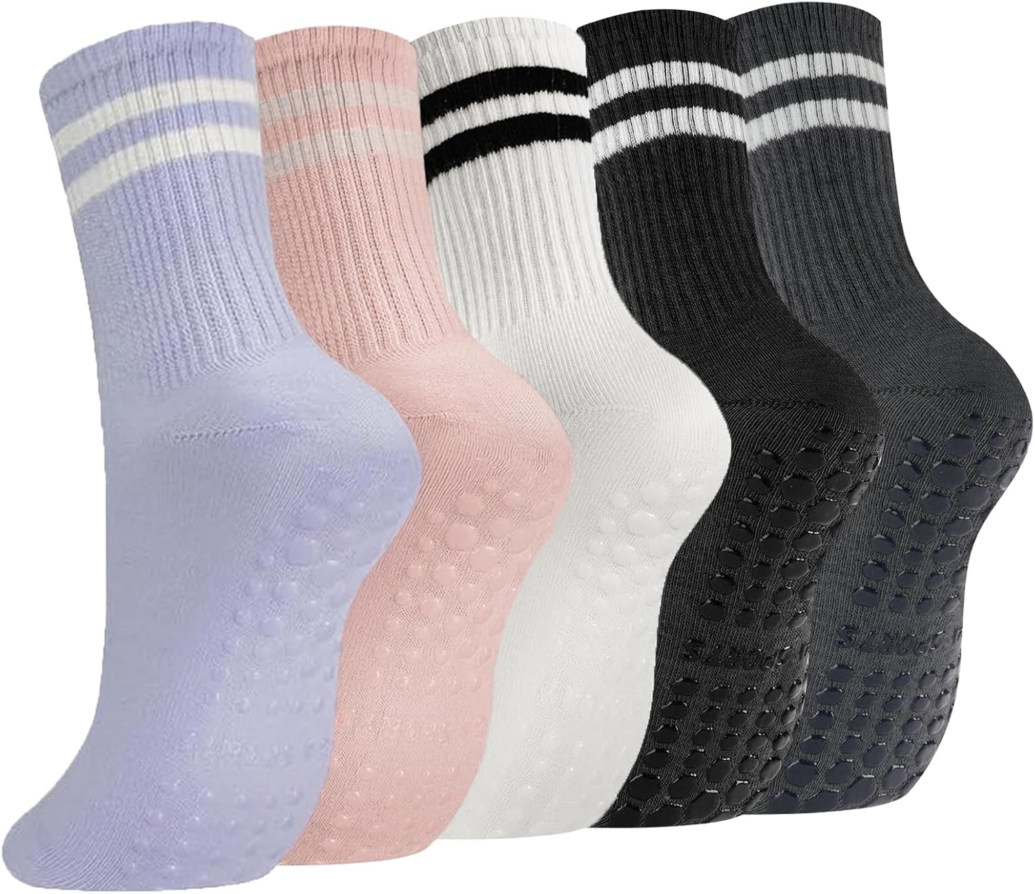 flintronic Non-Slip Yoga Socks, Pilates Socks with Grips for women and men, Long...