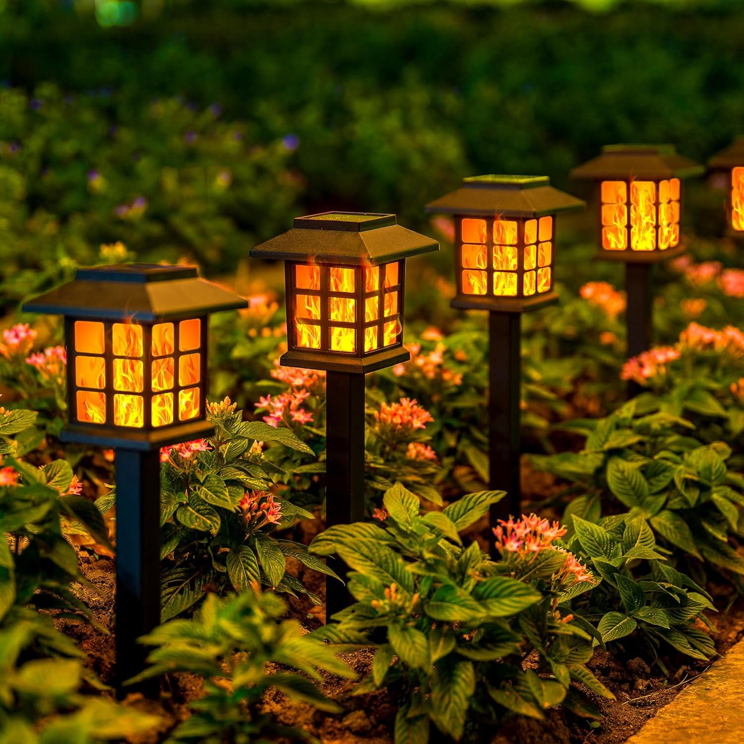 GIGALUMI Solar Lights Outdoor Garden, 12 Pack Flickering Flame LED Solar Lights...