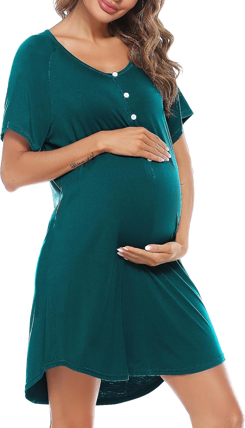 Uniexcosm Women's Maternity Nightdress Button Breastfeeding Nightwear Soft Nursi...