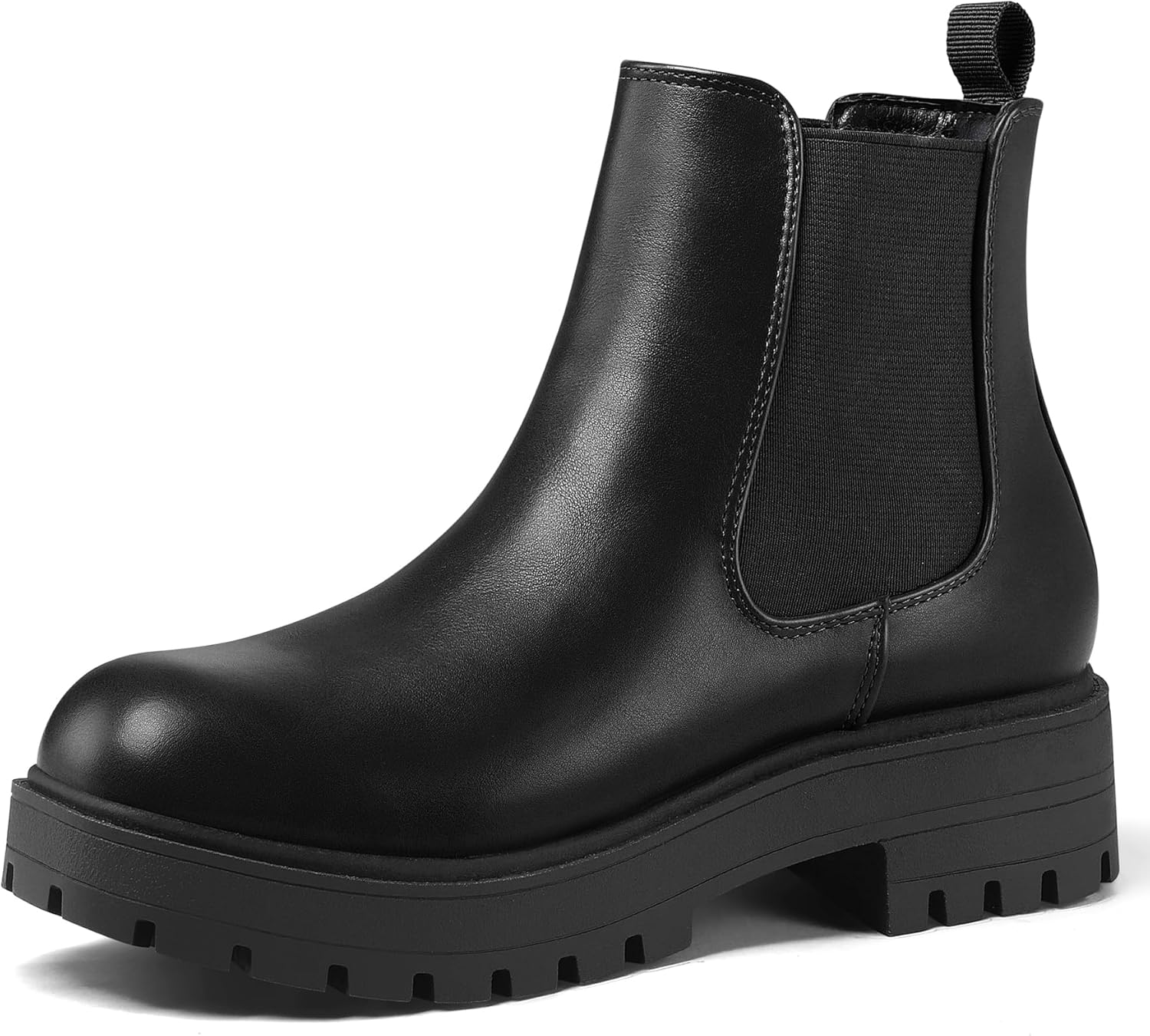 mysoft Women's Chelsea boots Low Heel Slip On Lug Sole Elastic Ankle Booties 8.5...