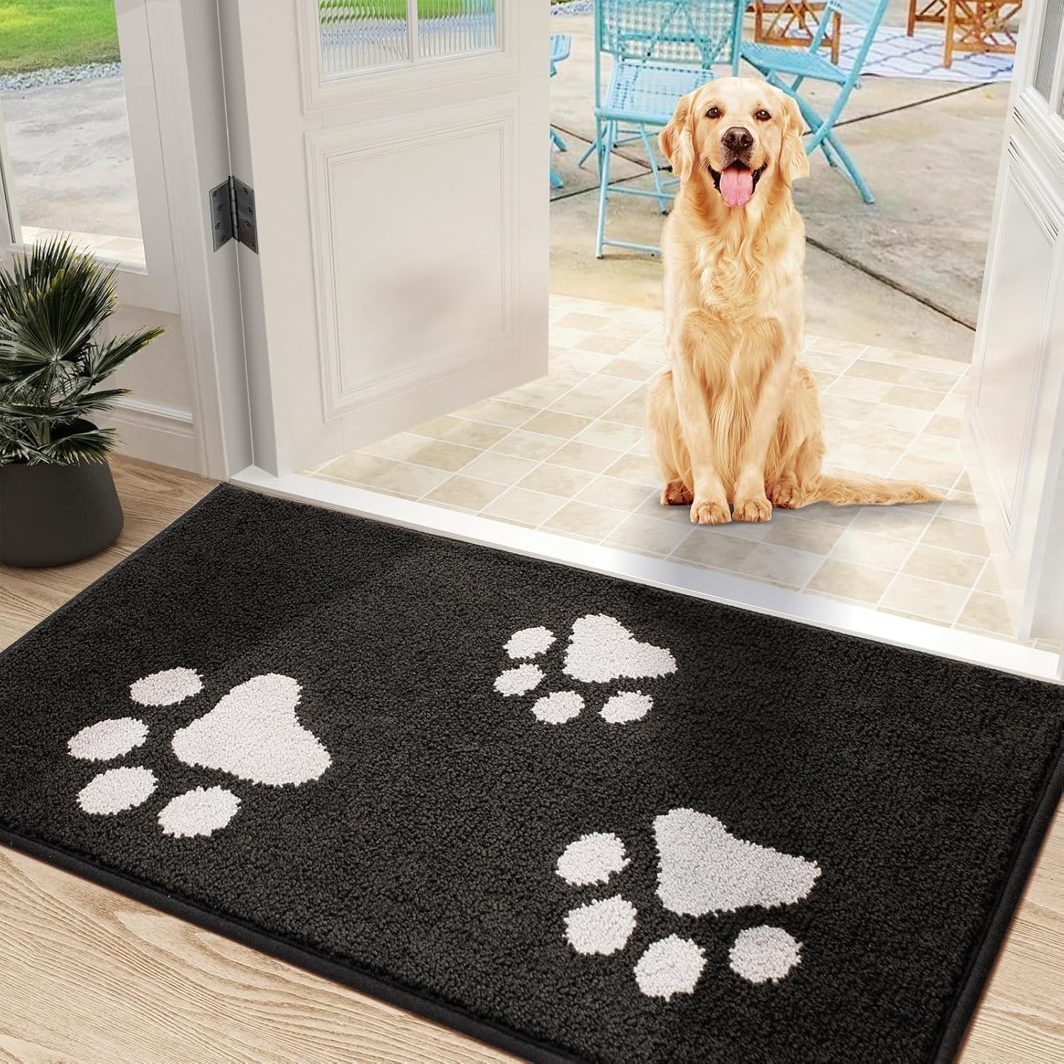 Mibao Front Door Mat, Dirt Trapper Doormat for Muddy Paws, Absorbent Mud Mat for...