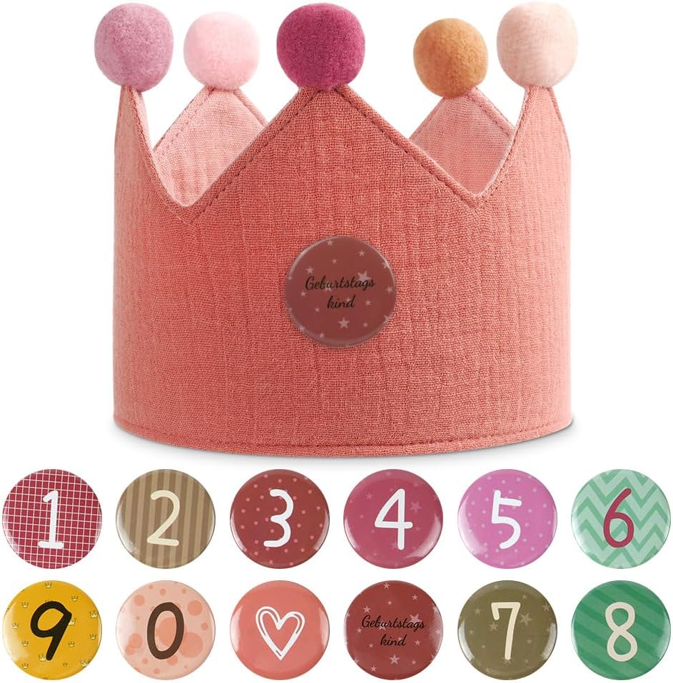 URAQT Birthday Crown for Kids, Reusable Birthday Party Hat Crown with Interchang...
