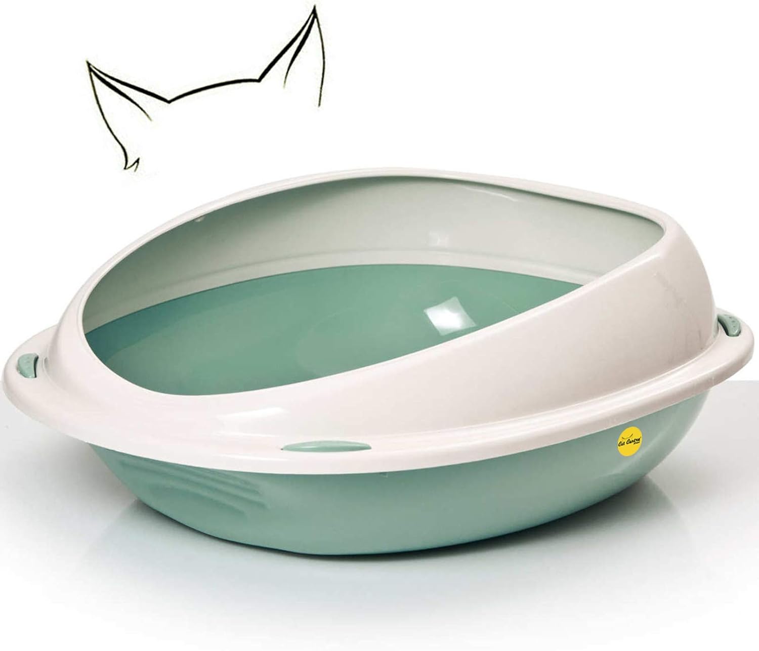 CAT CENTRE Green Large Cat Open Litter Tray With Rim Kitten Pet Toilet Plastic L...