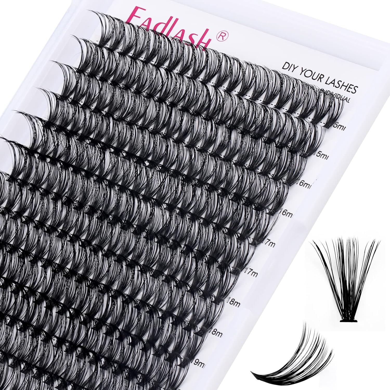 Individual Cluster Lashes Extensions 40D 0.07 D Curl 15-20mm Mixed Trays Extensi...