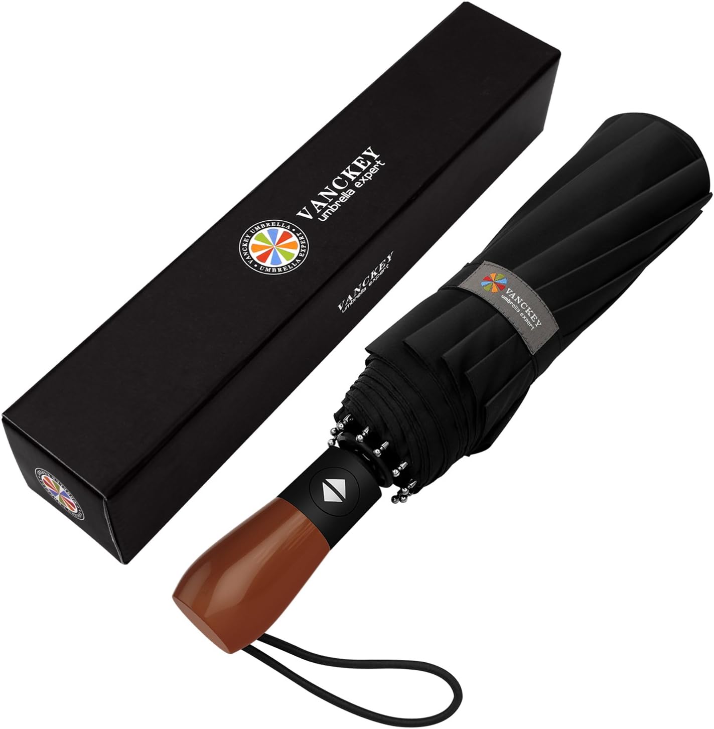MIKAFEN Umbrella Windproof With Wood Handle - Travel and Automatic Umbrella Comp...