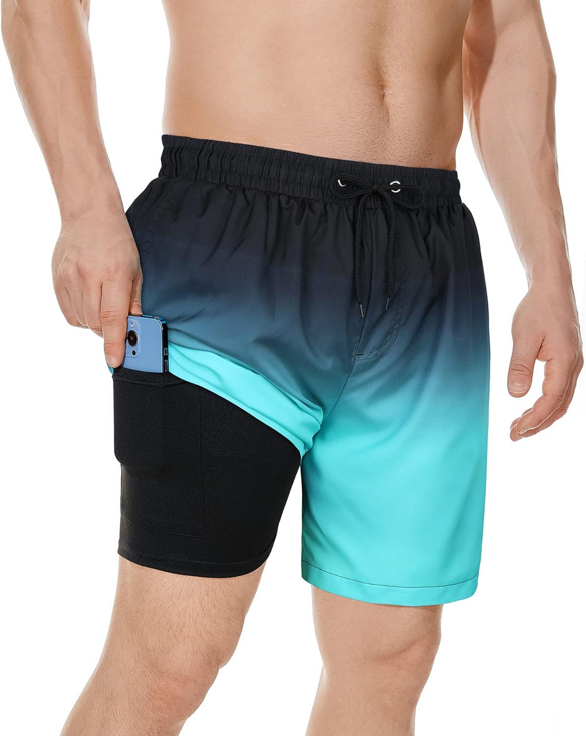 American Trends Men's Swim Trunks Board Shorts Quick Dry Mens Swimming Trunks wi...