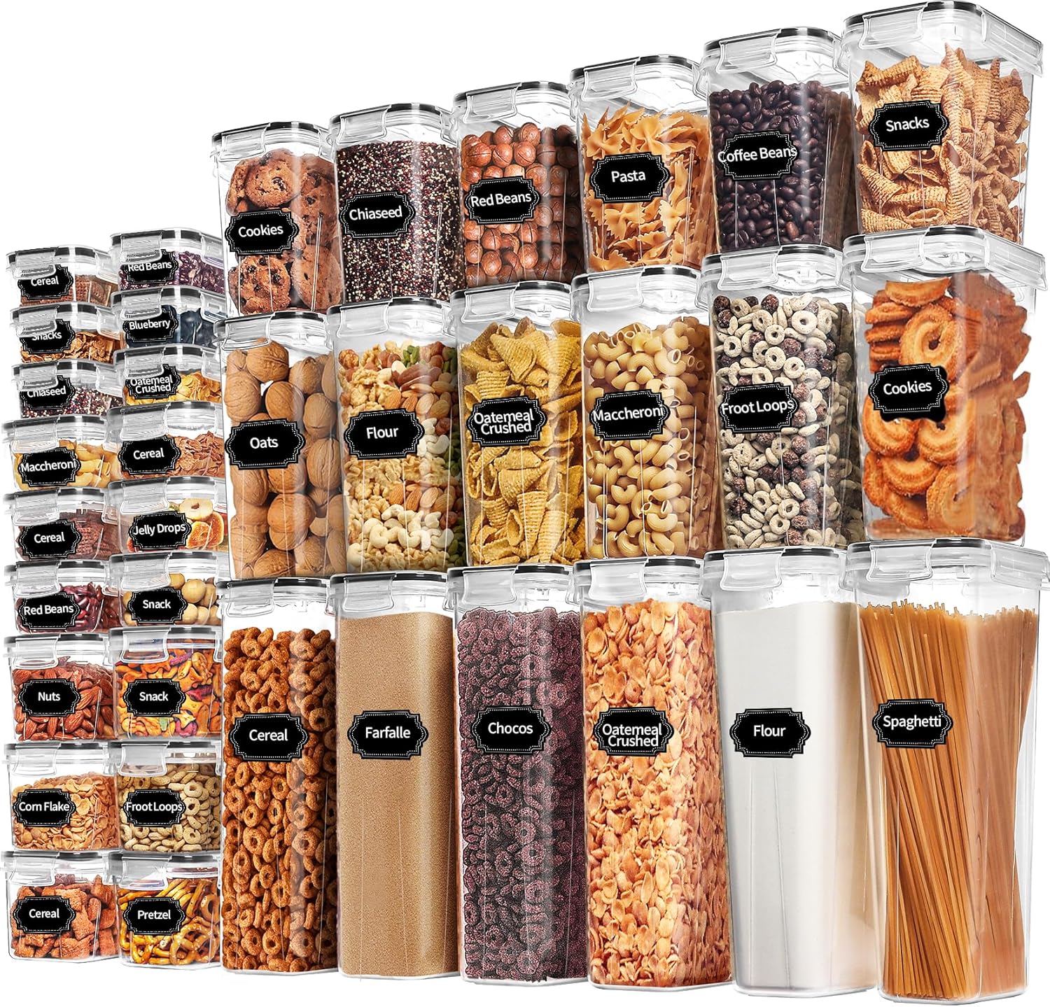 Skroam 36 Pack Airtight Food Storage Containers for Kitchen Pantry Organization...