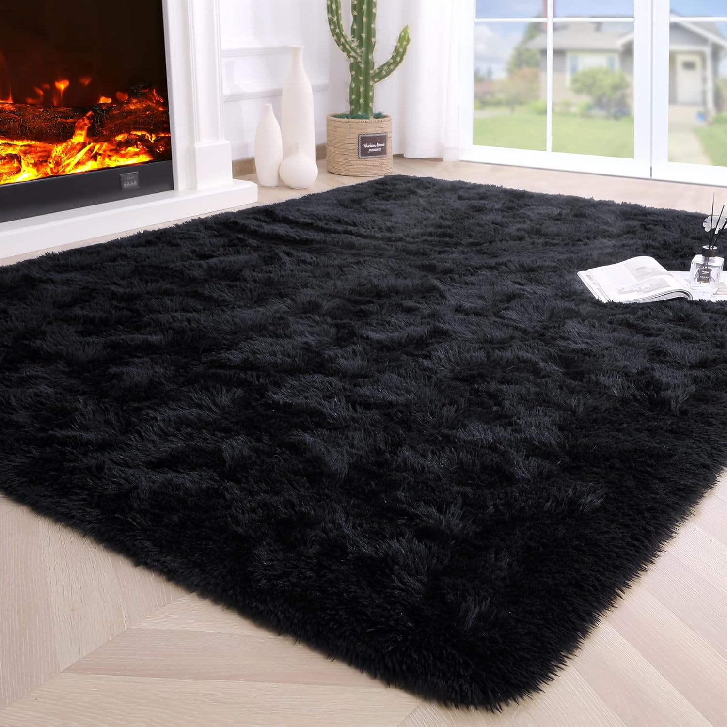 Noahas Fluffy Bedroom Rug Carpet,4x5.3 Feet Shaggy Fuzzy Rugs for Bedroom,Soft R...