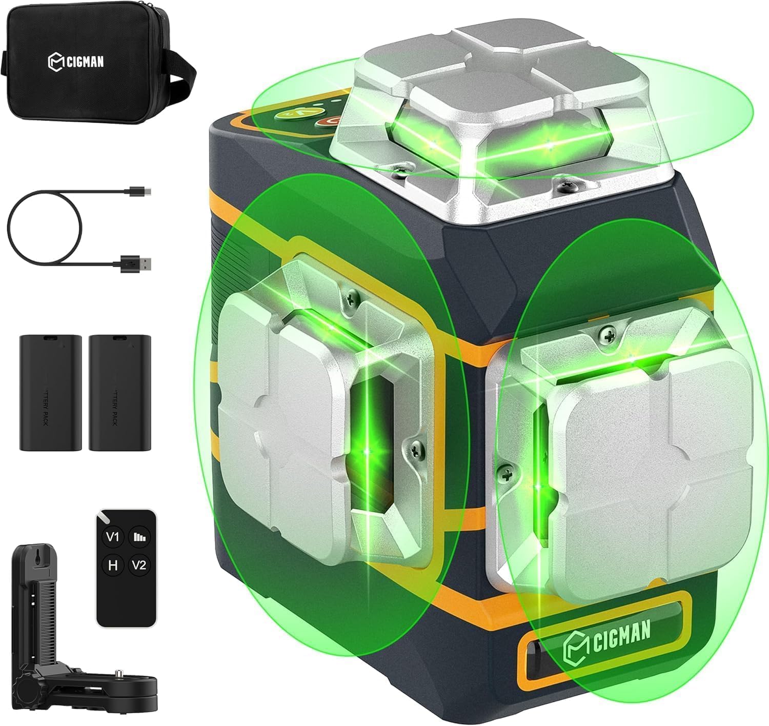 CIGMAN Laser Level CM-801 Laser Level Self Leveling 3x360°3D Green Cross Line fo...