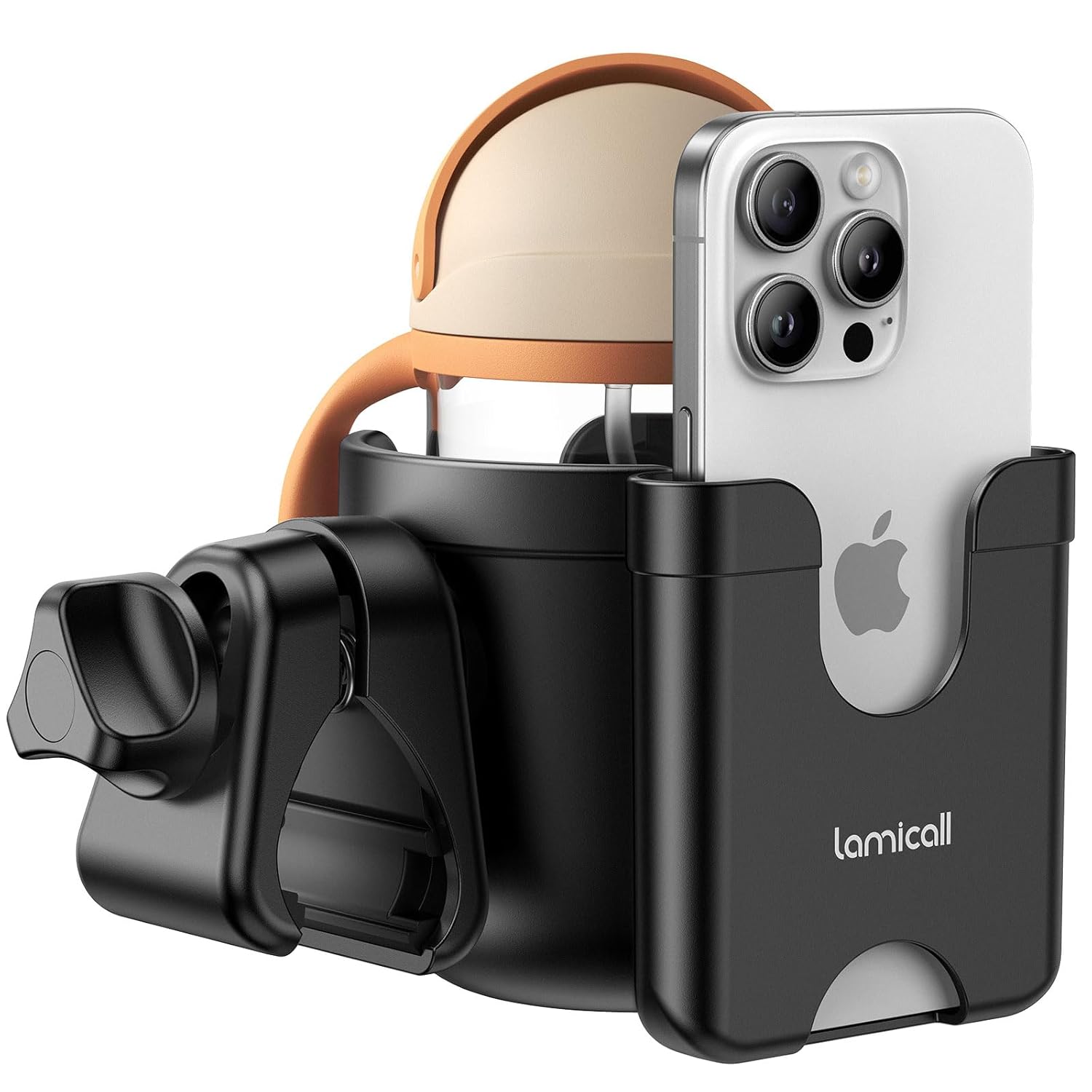 Lamicall Stroller Cup Holder with Phone Holder - Stable Anti-Slip Stroller Cup H...