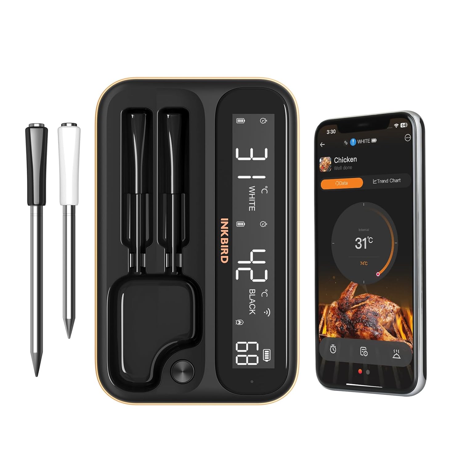INKBIRD Smart 5GHz WiFi Meat Thermometer, Wireless Meat Thermometer INT-12-BW,Bl...