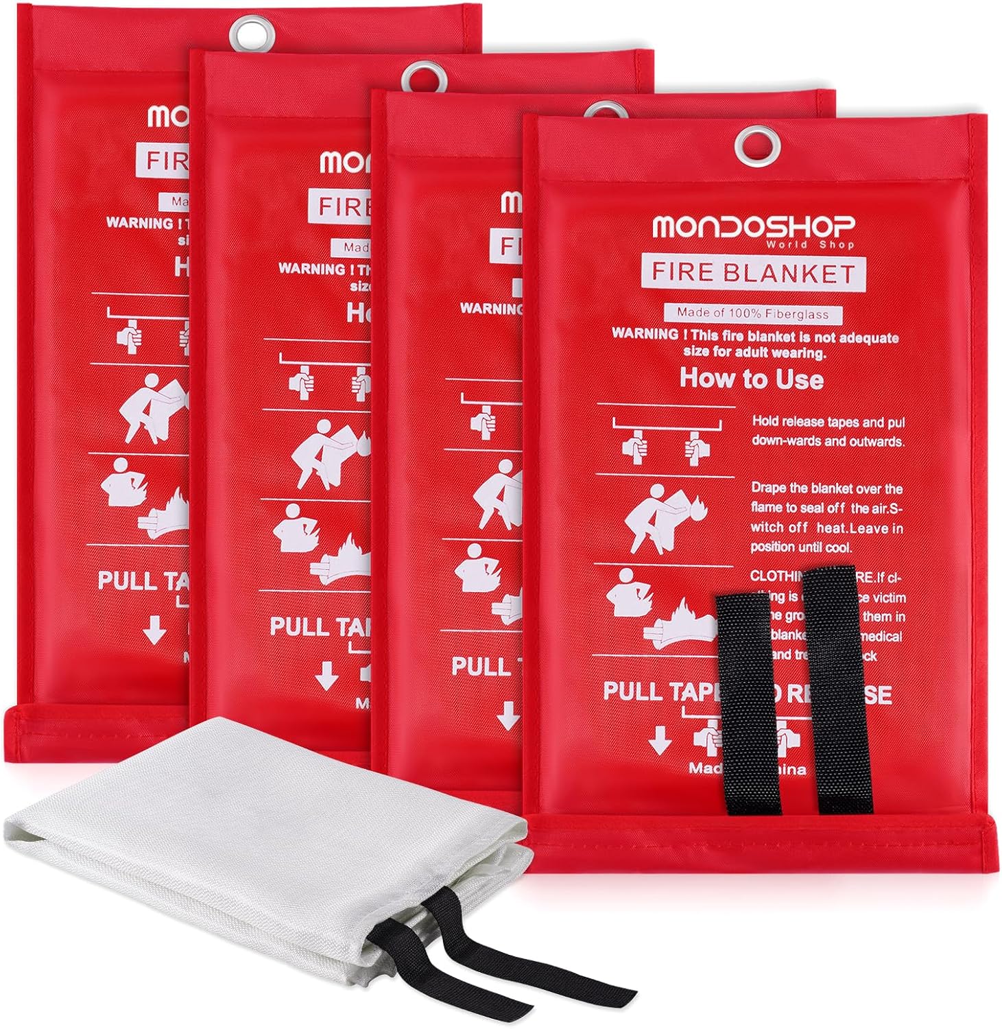Kitchen Fire Blanket Emergency for Home - Mondoshop TUV Kitemarked Fire Resistan...