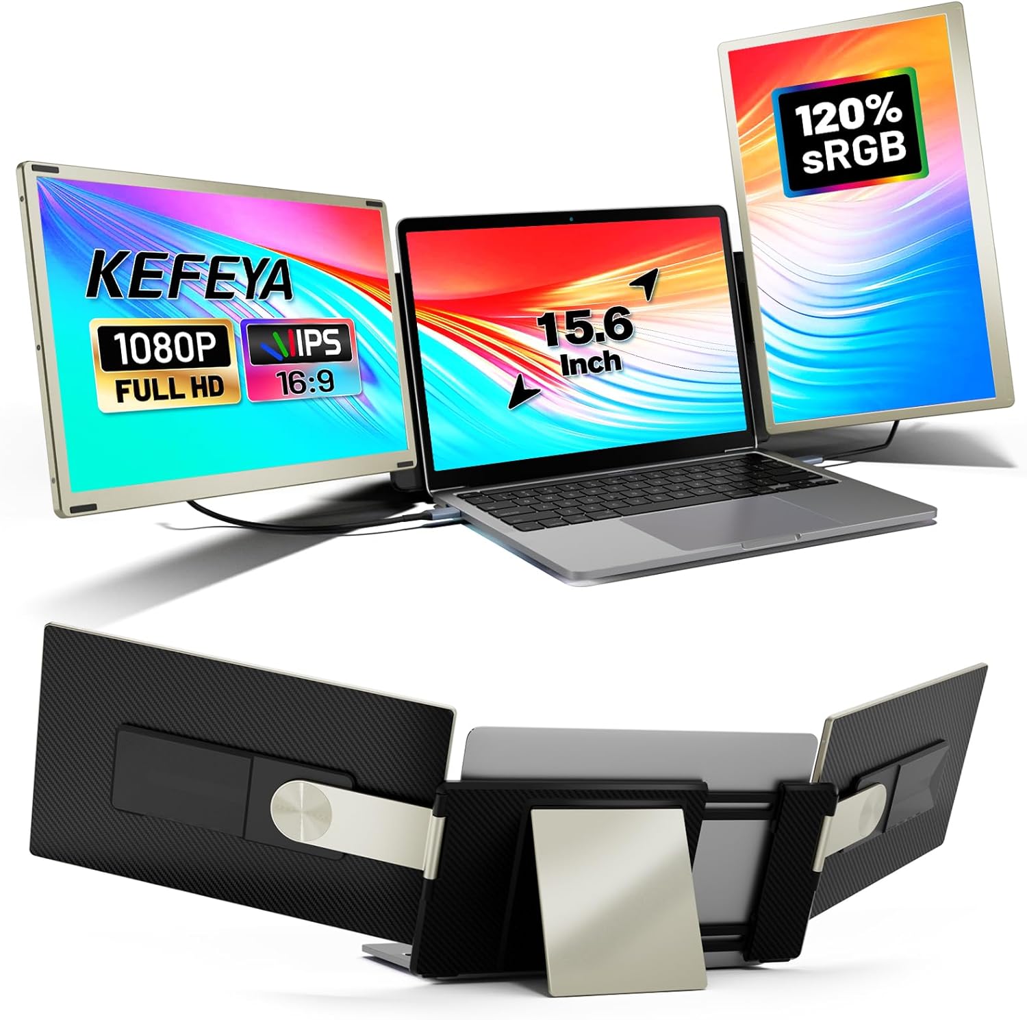 KEFEYA 15.6 Inch Laptop Screen Extender Laptops Come with HUB H5-T, 120% SRGB 10...