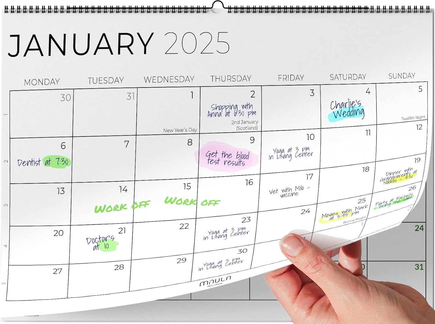 2025 Calendar Family - Wall Calendar 2025 - Family Planner 2025 With 5 Columns -...