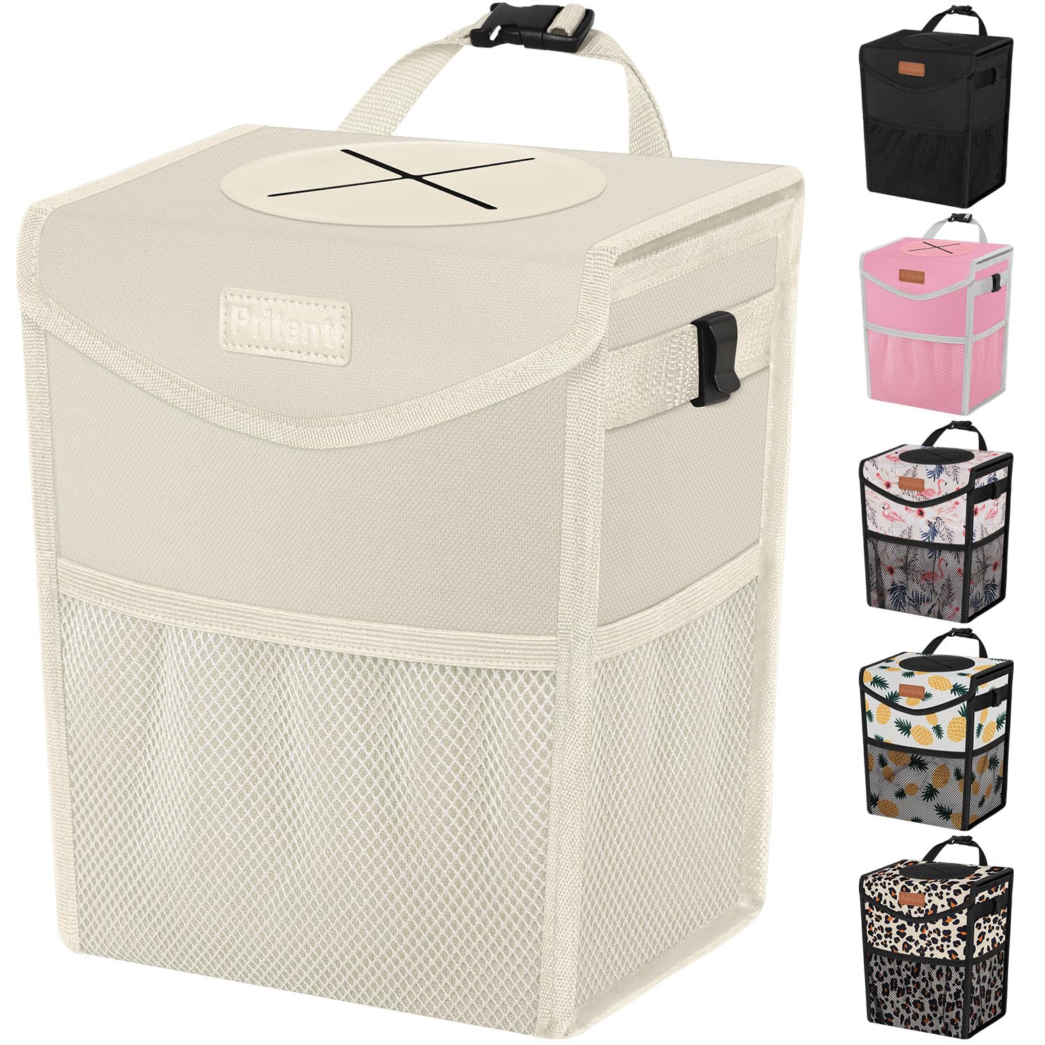 Car Trash Can with Lid, Cute Leakproof Car Trash Garbage Bag Hanging Vehicle Tra...