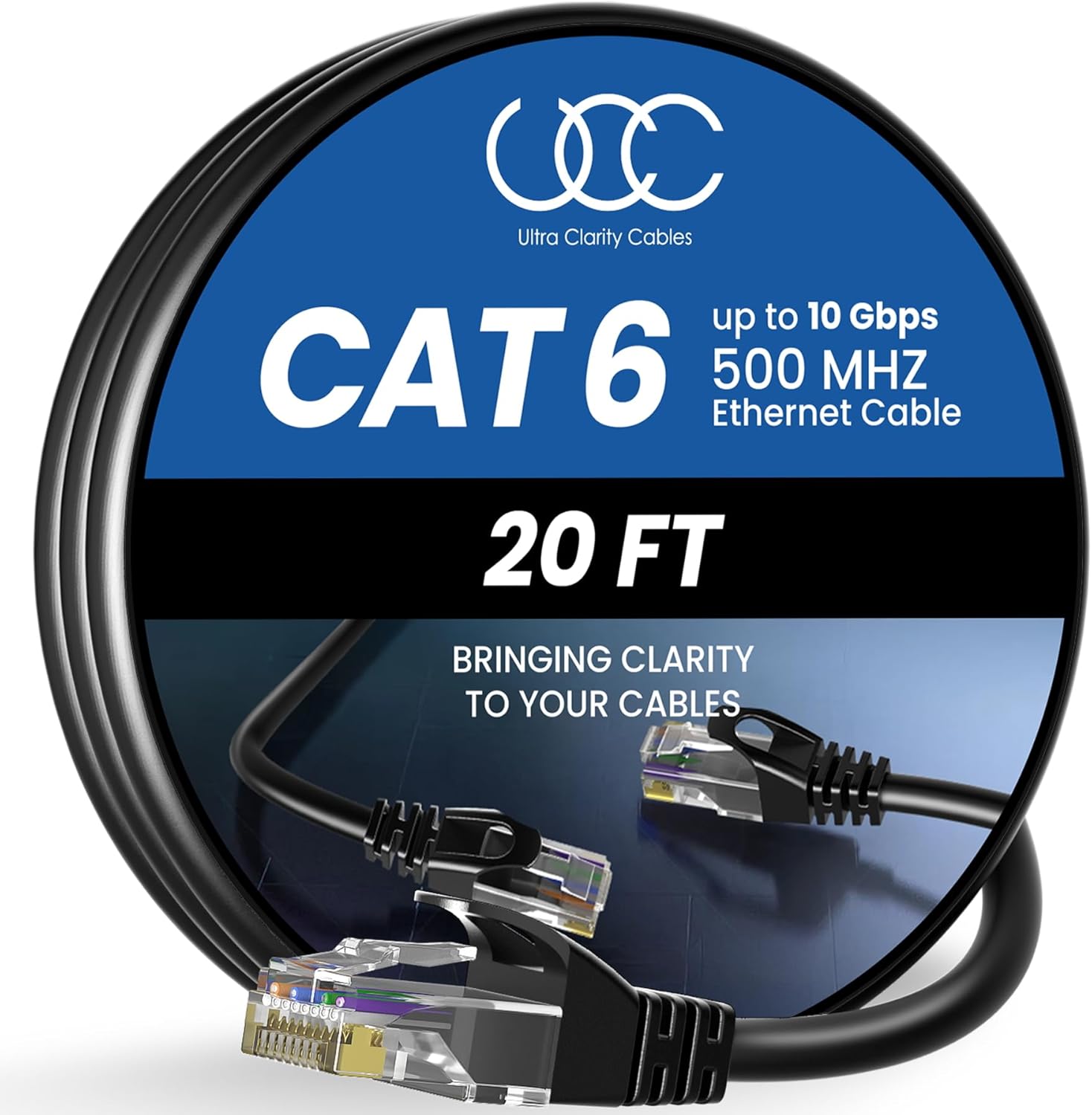Ultra Clarity Cables Ethernet Cable Cat6 6M/20ft High-Speed 10Gbps LAN Cable wit...