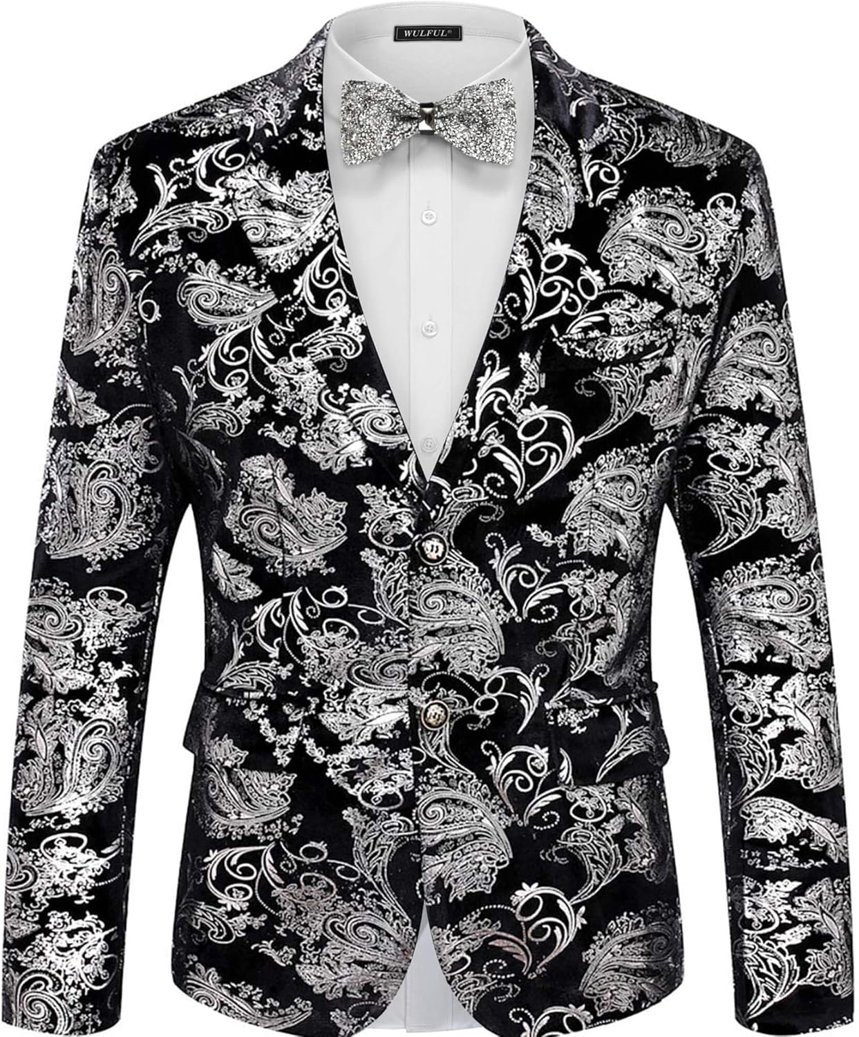WULFUL Mens Blazer Floral Suit Jacket Slim Fit Stylish Blazer for Men Dinner Par...