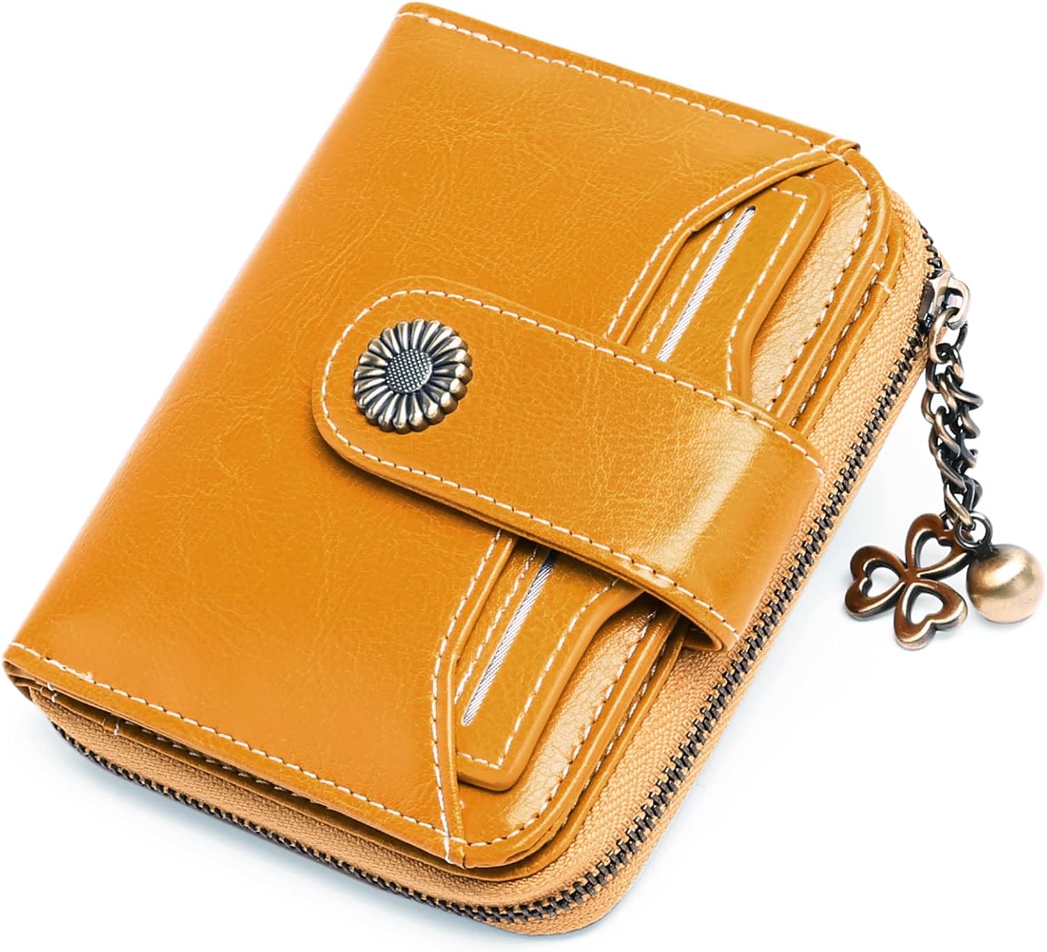 SENDEFN Purses for Women Genuine Leather Small Bifold Compact Womens Wallet with...