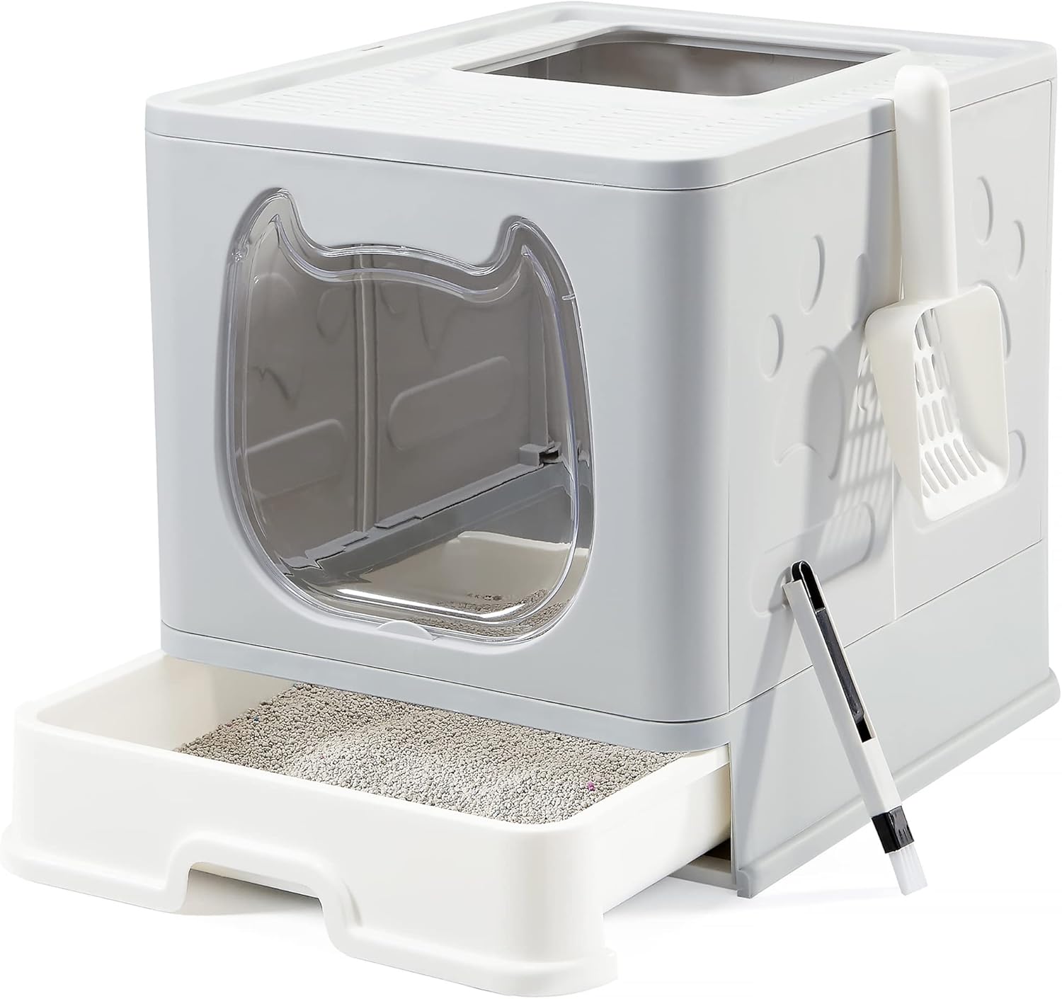 Vealind Covered Cat Litter Box with Lid for Small and Medium Cats, Top Entry Dra...