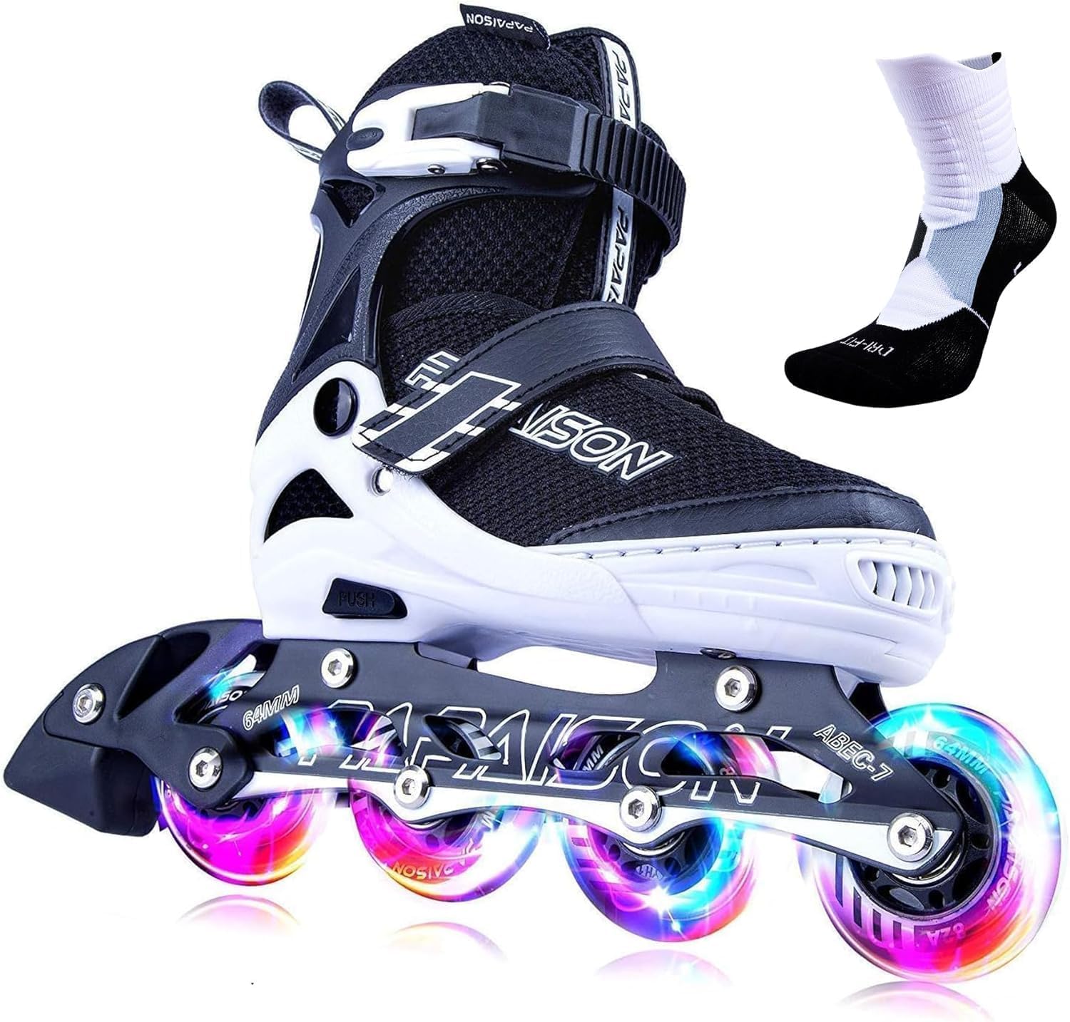 PAPAISON Adjustable Inline Skates for Kids and Adults with Full Light Up Wheels,...