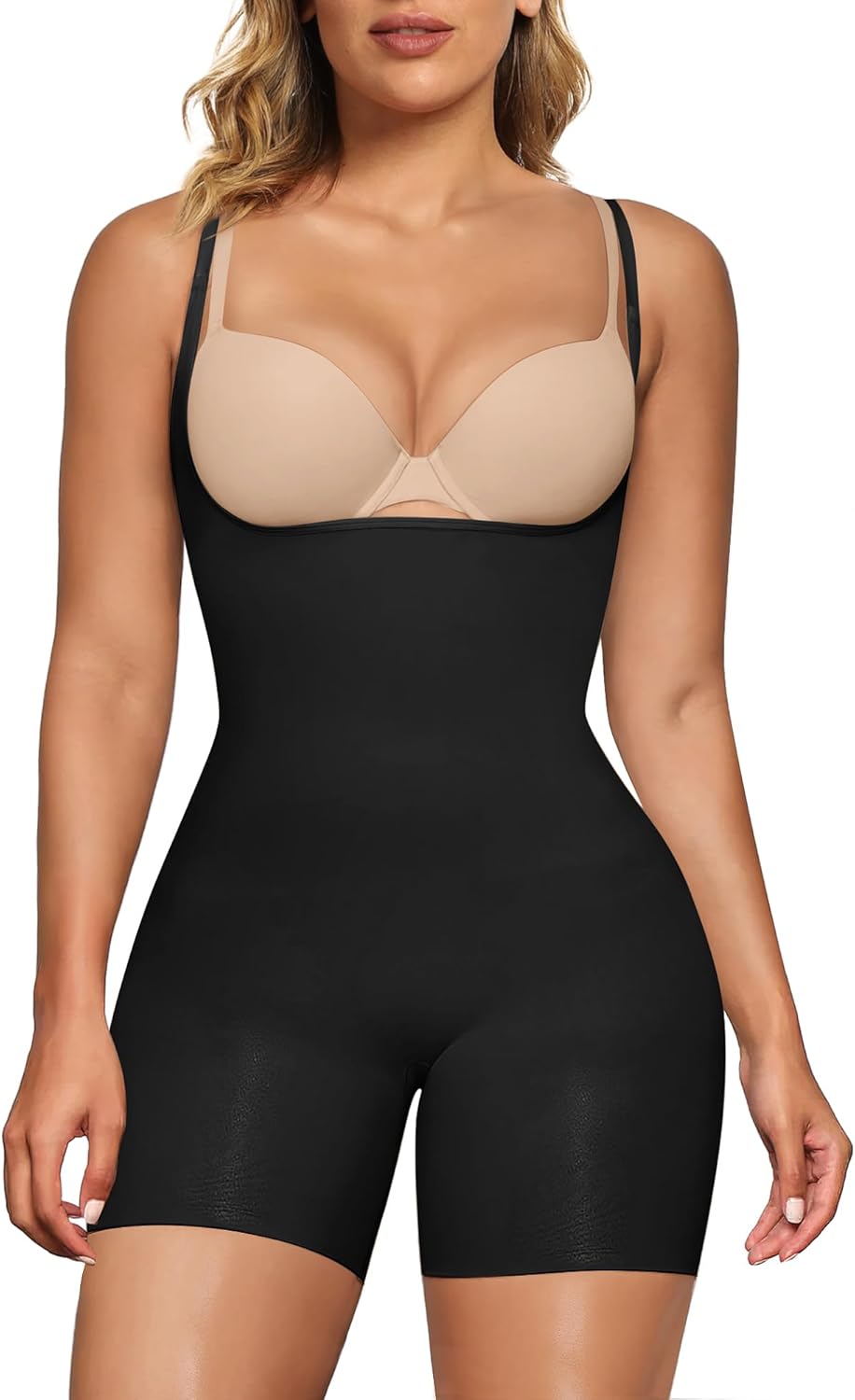 SHAPERX Open Bust Shapewear Tummy Control Bodysuits for Women Seamless Compressi...