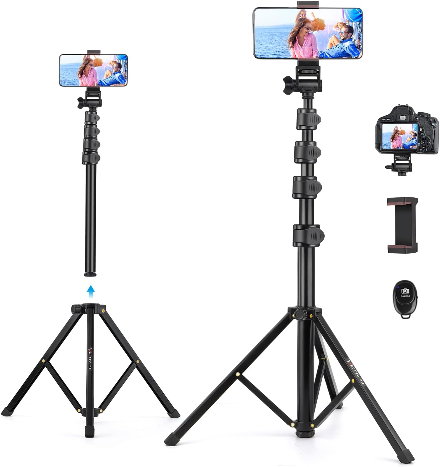 Victiv 68 inch/ 173cm Phone Tripod Stand, Selfie Stick Tripod for Filming with R...