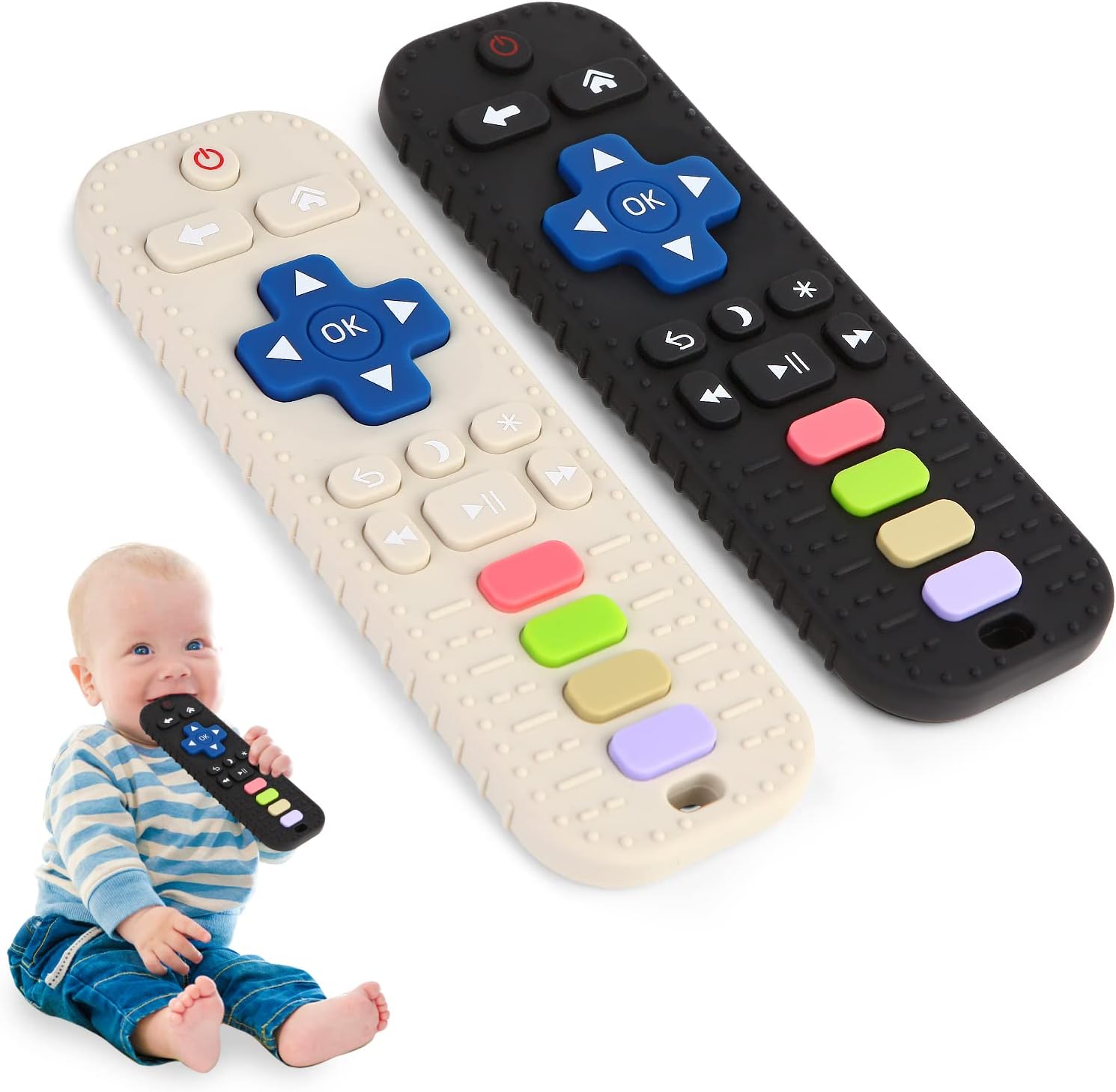 Hooku 2 Pack Silicone Teethers for Babies 0-6 Months, Teething Toys for Babies 6...
