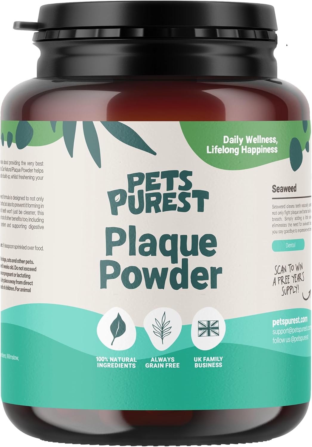 Pets Purest Plaque Off Powder - 185g Plaque Pro Tartar & Plaque Remover for Dogs...