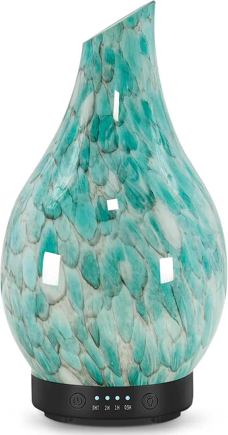 Essential Oil Diffuser Aroma Ultrasonic Diffuser, Night Light with Handmade Glas...