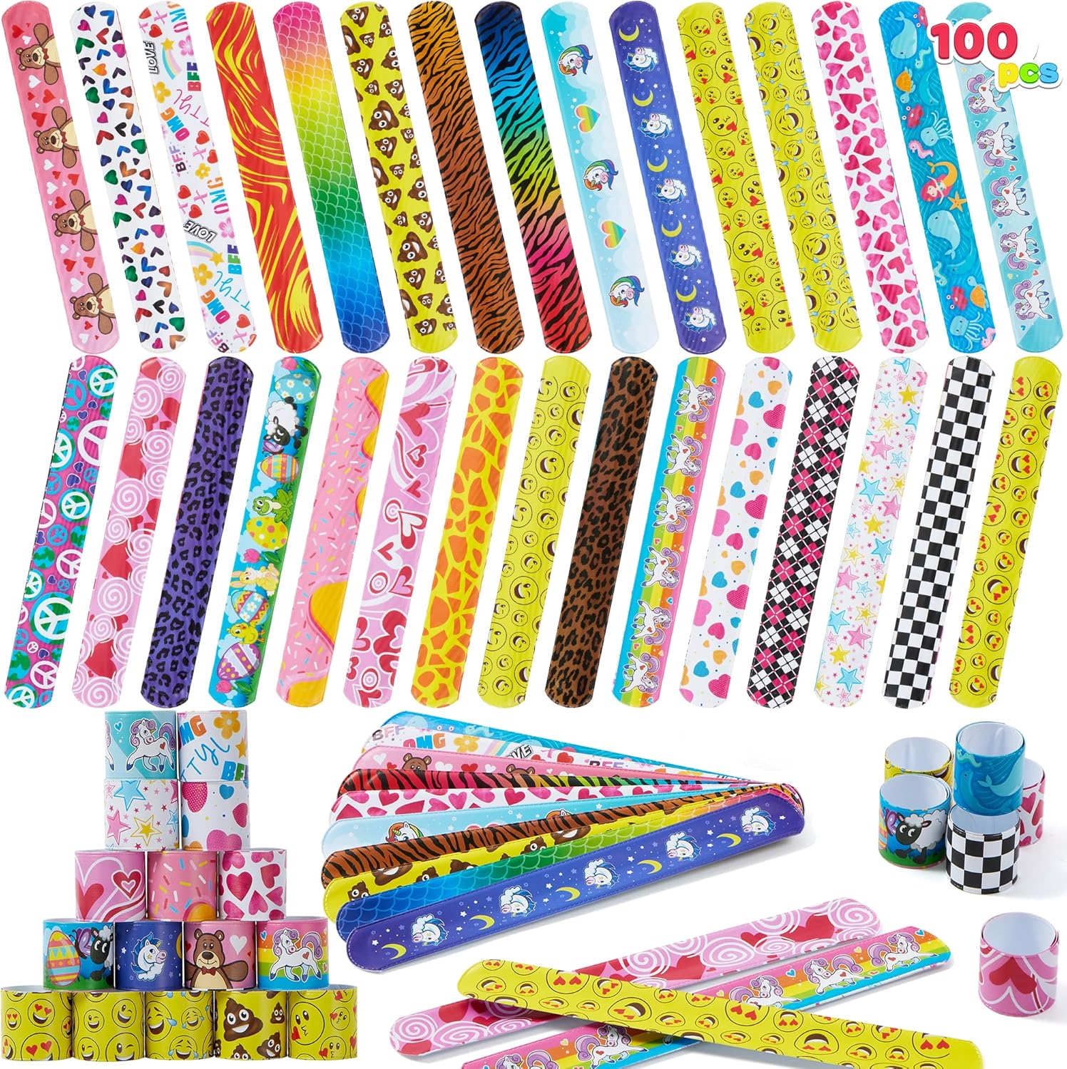 JOYIN Slap Bands, 100pcs Slap Bracelets Super Slap...