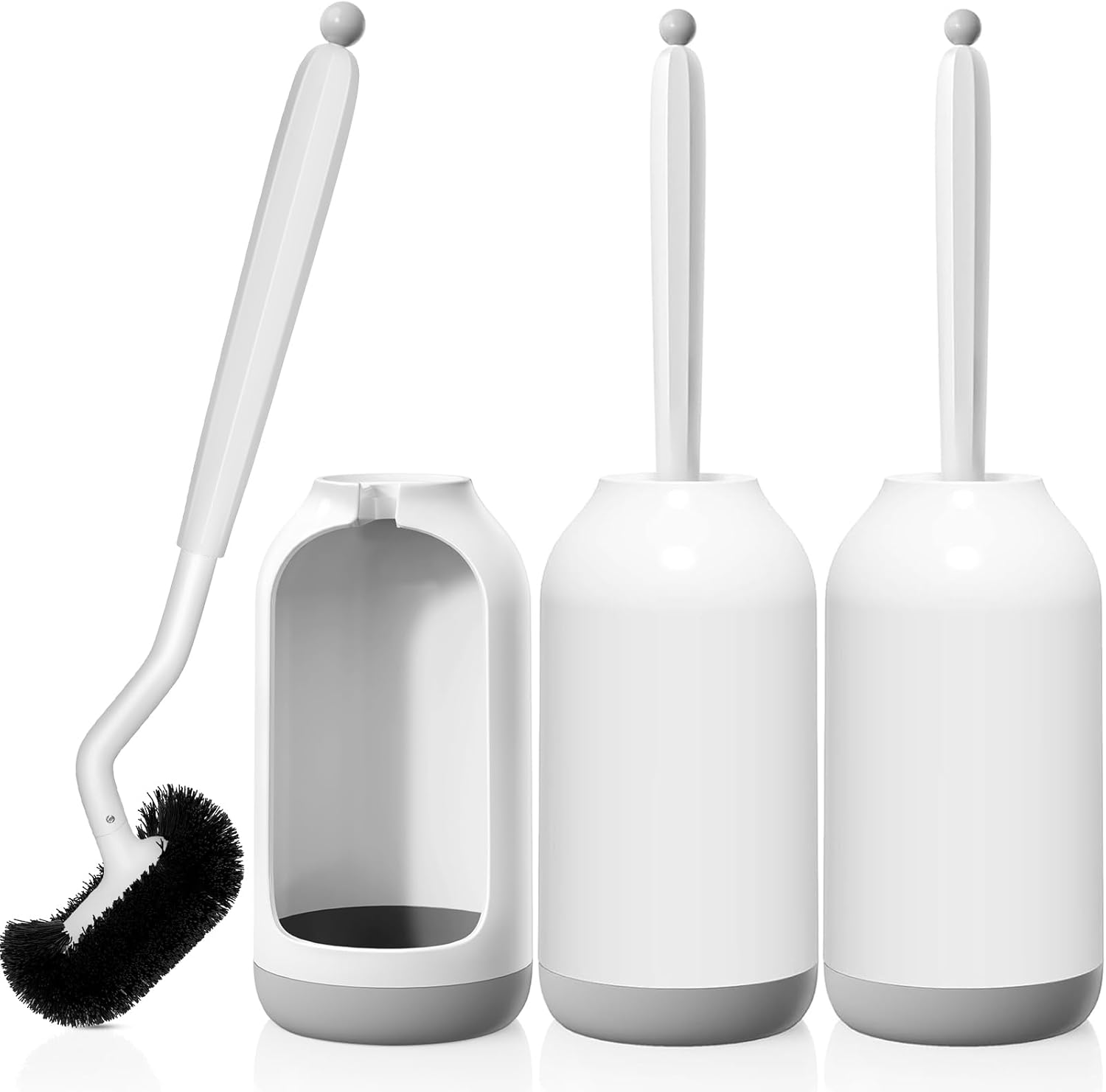 HAMITOR Toilet Bowl Brush Holder Set: 3 Pack Bathroom Deep Cleaning Toilet Clean...