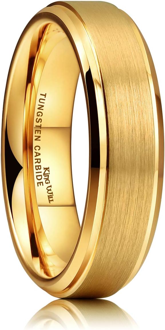 King Will GLORY Men's 4mm 6mm 8mm Gold RoseGold Plated High Polished Comfort Fit...
