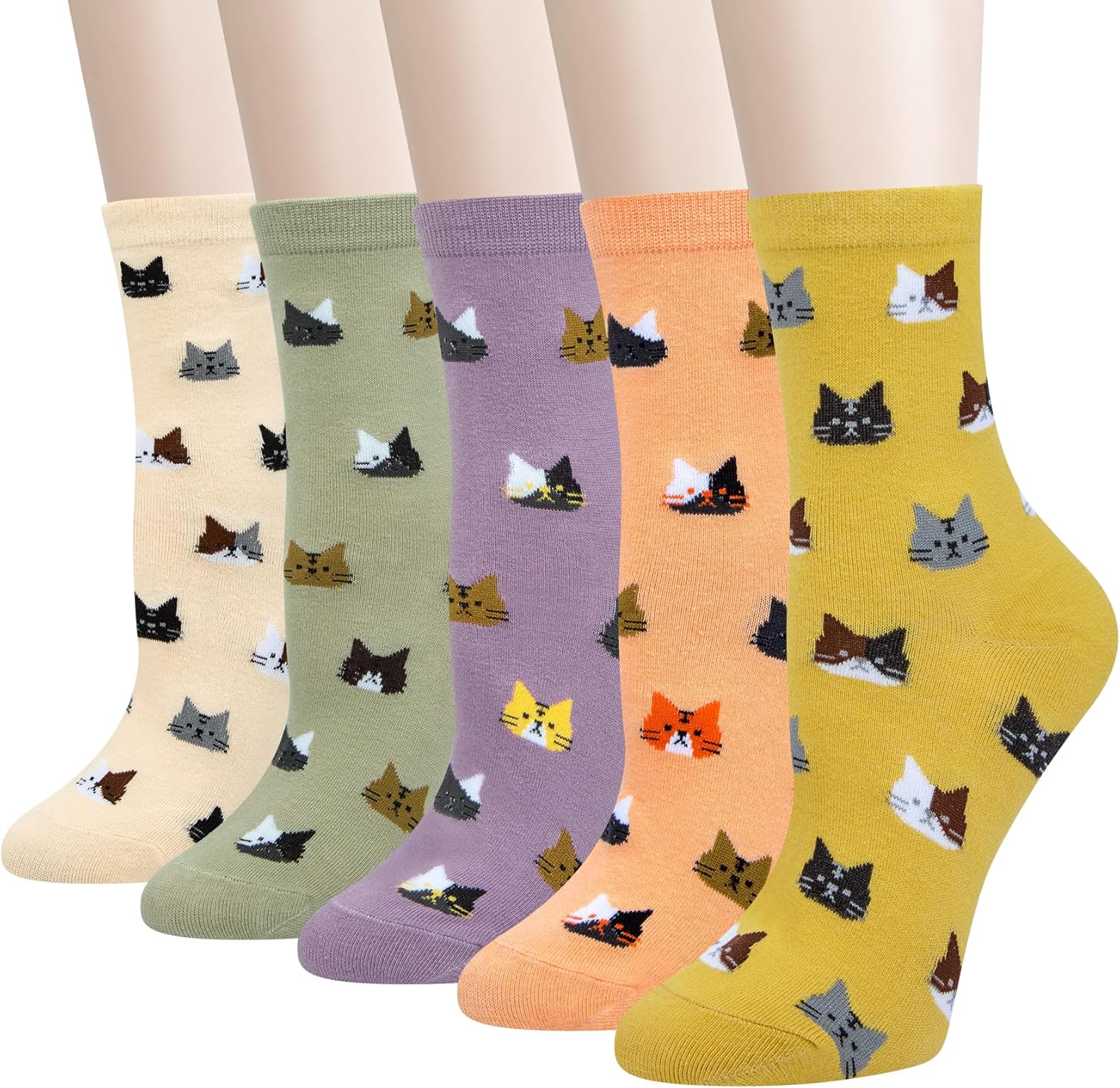 Chalier Cozy 5 Pairs Women Socks Funny Cute Animal Ladies Socks Cat Dog Socks Gi...