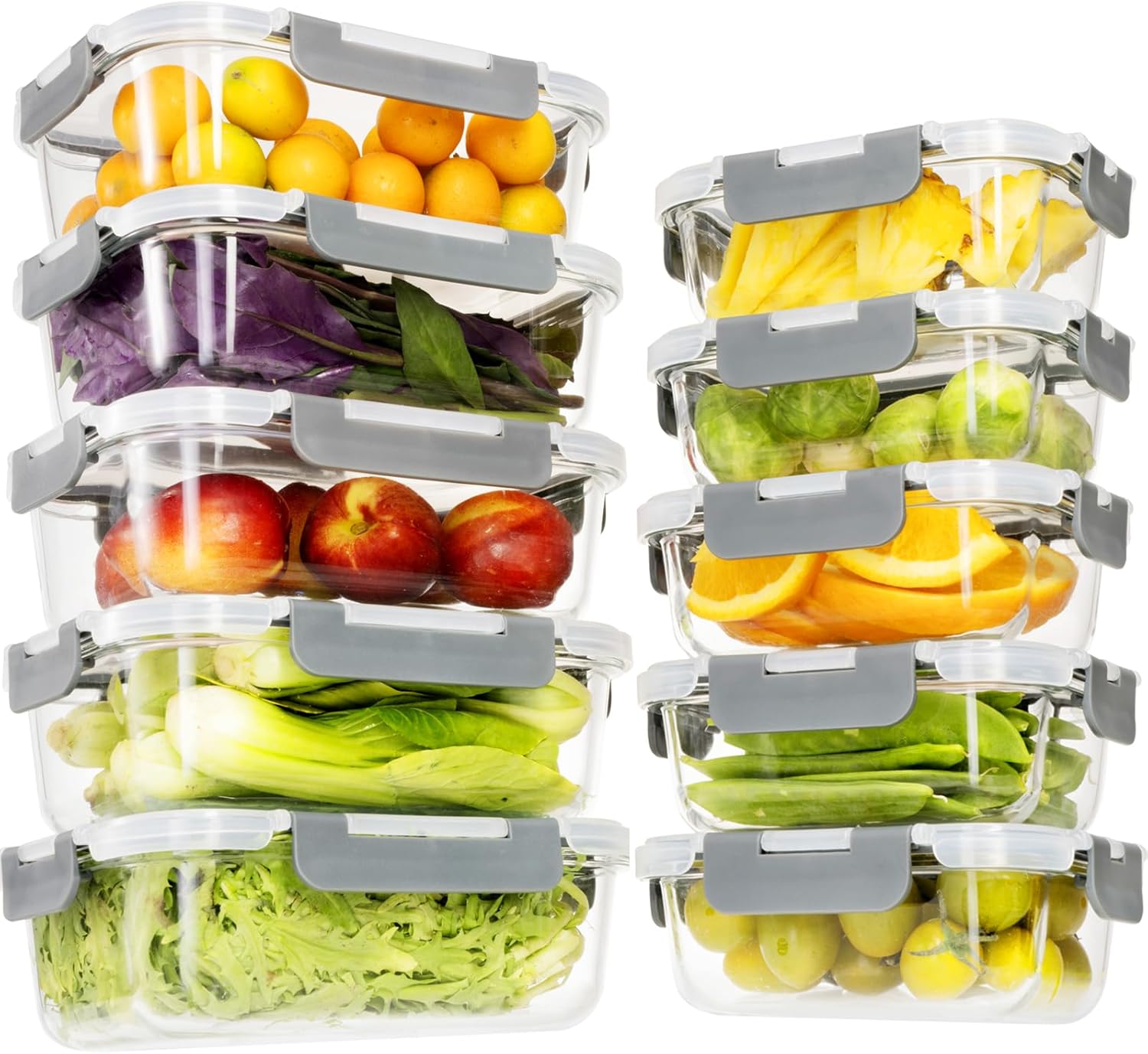 Glass Food Storage Containers with Lids,20 Pieces Glass Storage Container sets,G...