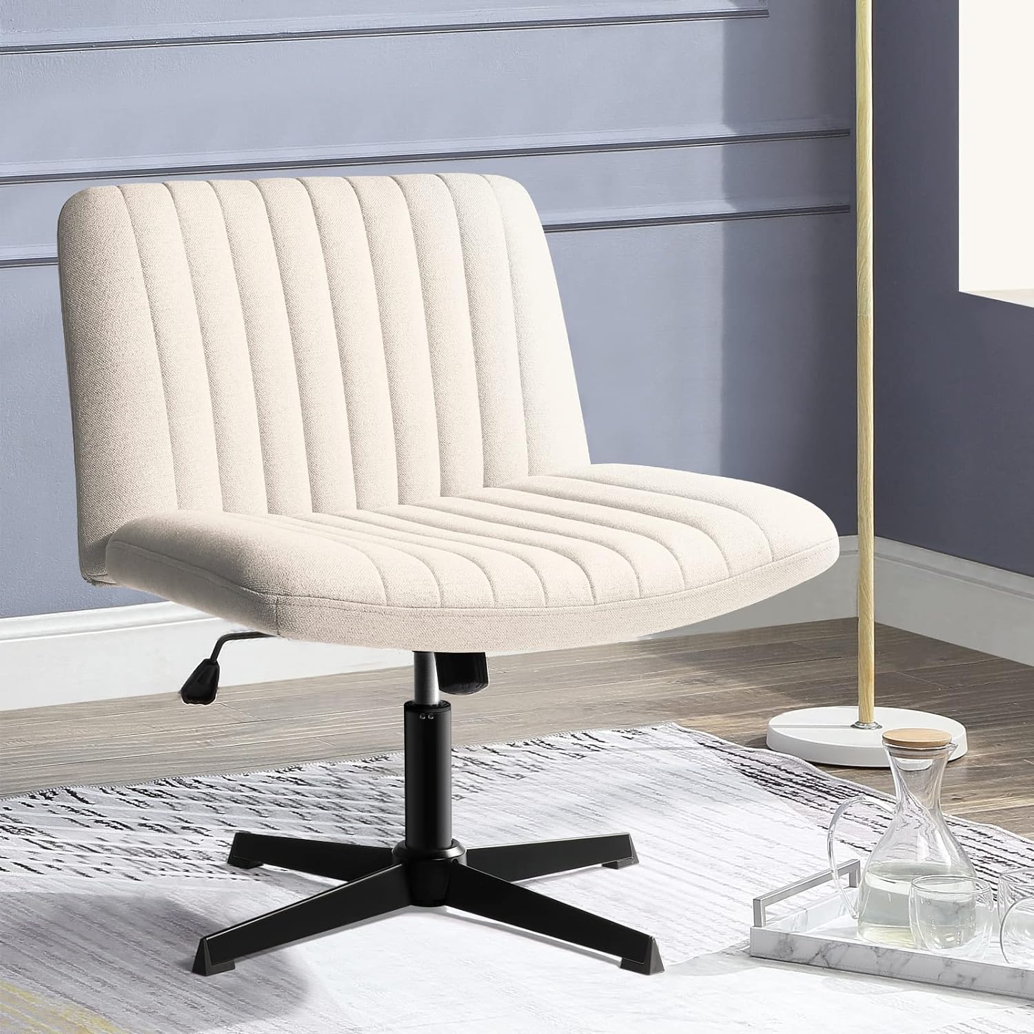 PUKAMI Criss Cross Chair,Comfy Cross Legged Office Desk Chair No Wheels,Cute Mak...