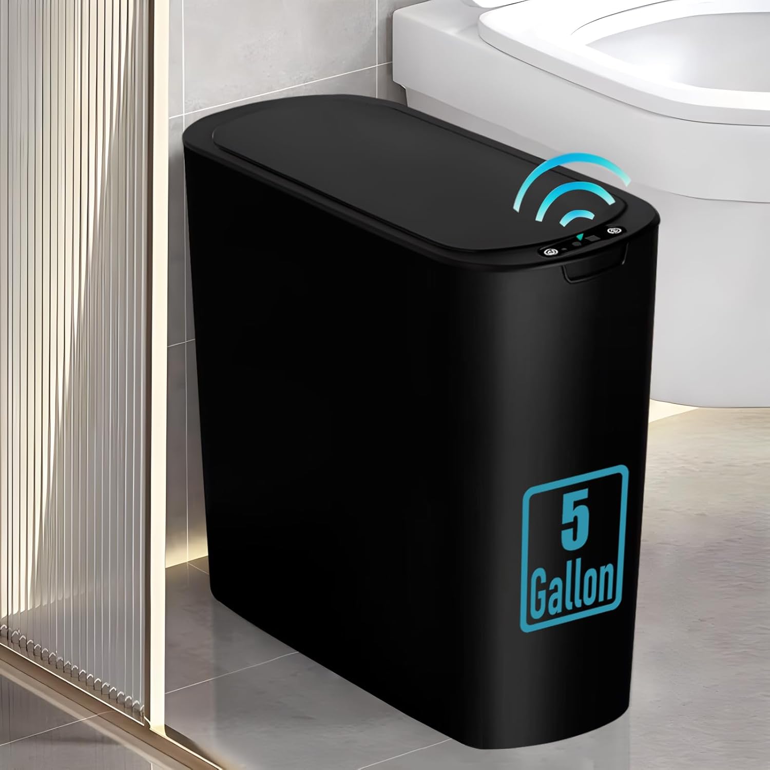 5 Gallon Motion Senor Bathroom Trash Can with Lid, Automatic Garbage Can Touchle...