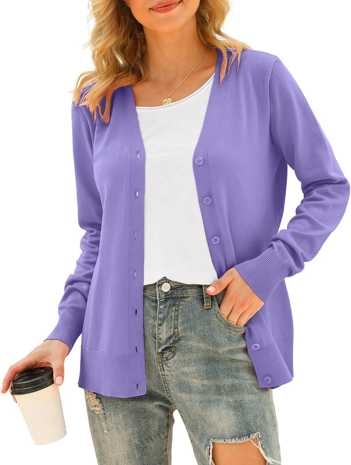 VIISHOW Women's V Neck Button Down Knitwear Long Sleeve Soft Basic Knit Cardigan...