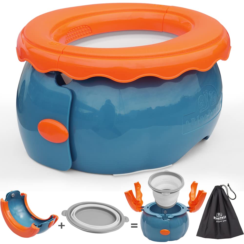 BlueSnail Travel Potty for Toddlers, Portable Car Potty with Storage Bag (Dark B...