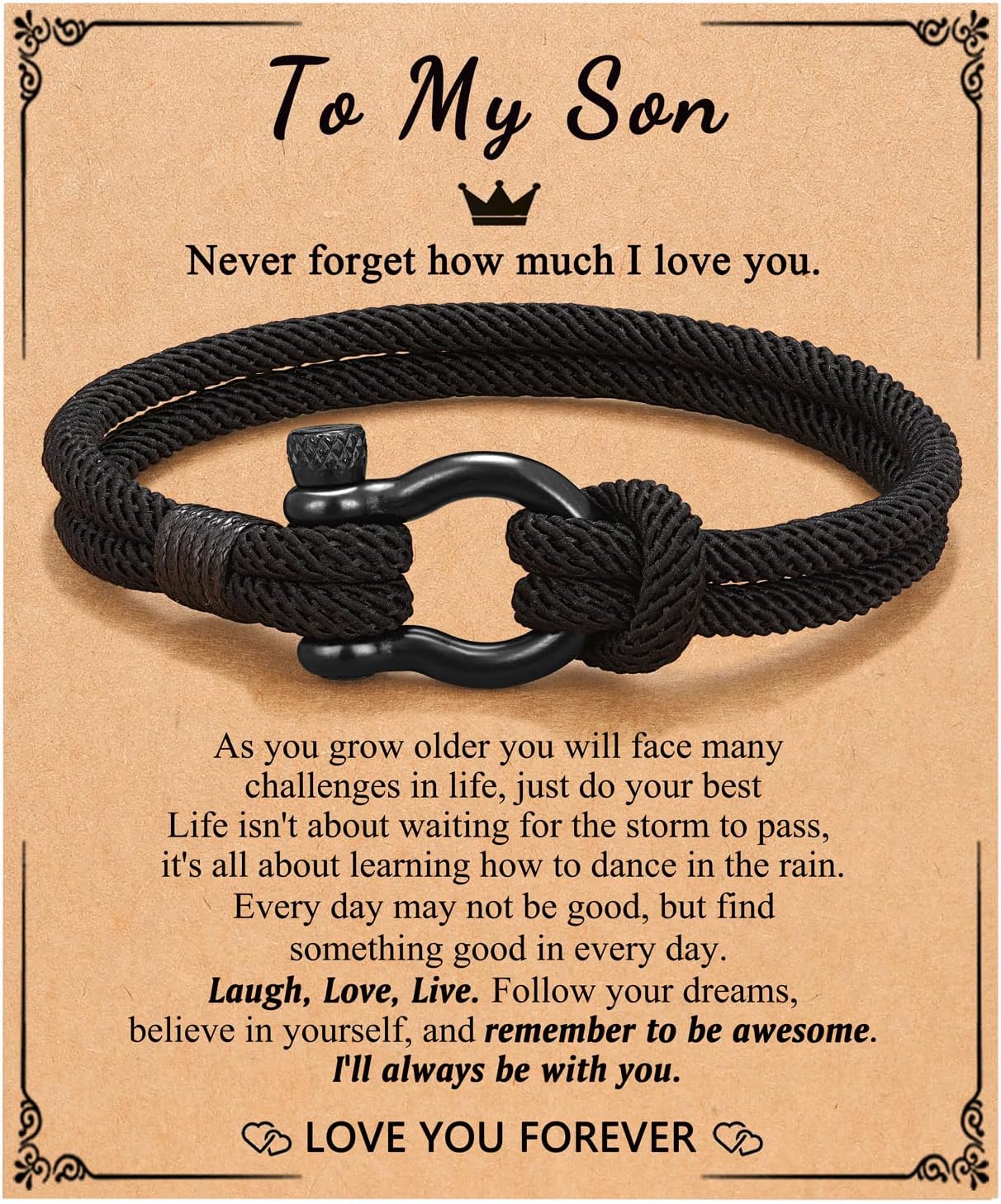 PINKDODO To My Boys Bracelet Gifts for Son Grandson Nephew Brother Bracelets Bir...