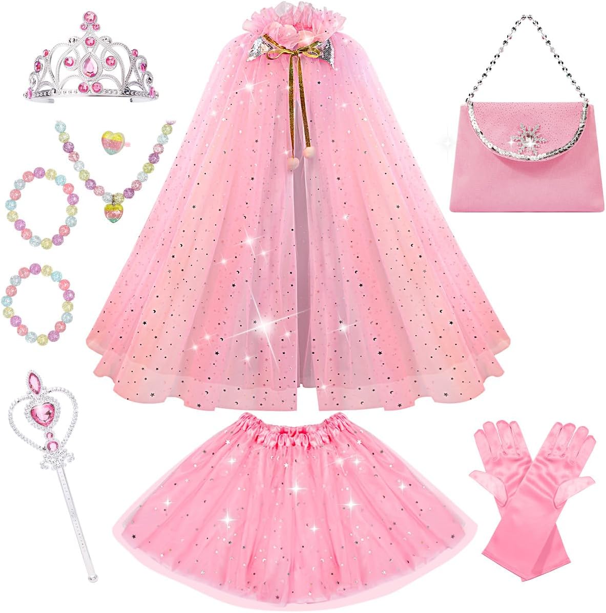 Meland Princess Dress up Clothes for Little Girl, 11Pcs Princess Cape with Crown...