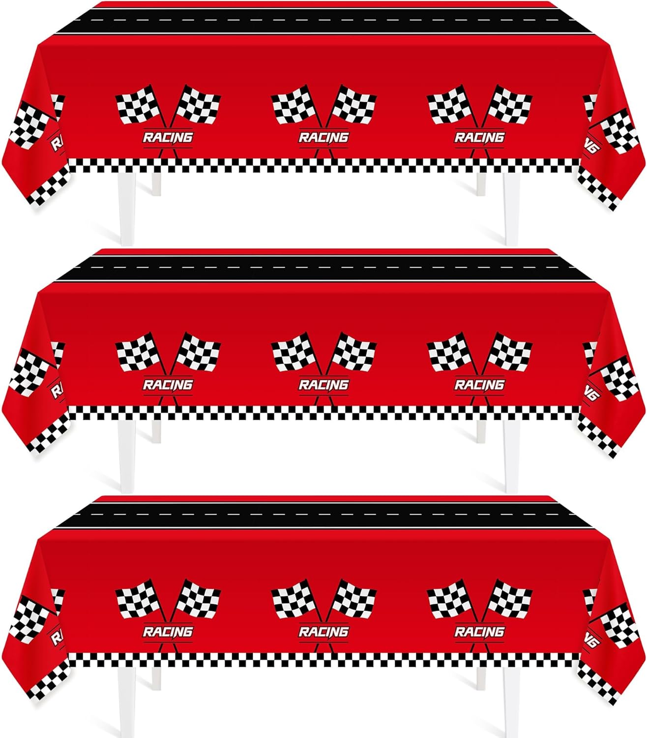 3Pcs Racing Car Plastic Tablecloth, Race Car Birthday Party Decorations,54" x 10...