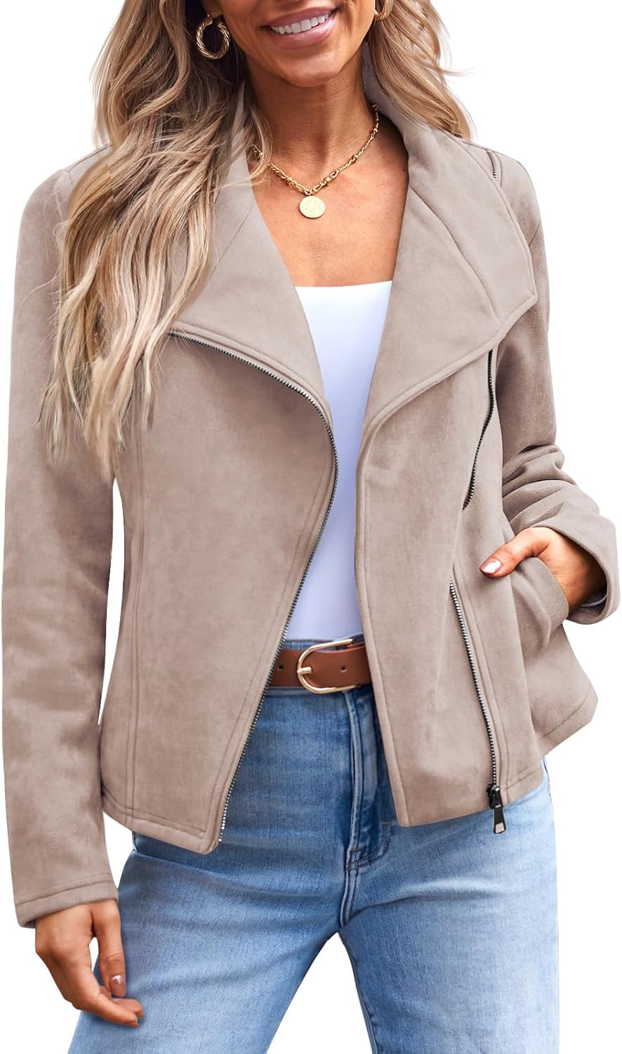 AUTOMET Womens Faux Leather Jackets Suede Fall Fashion 2025 Outfits Winter Cloth...