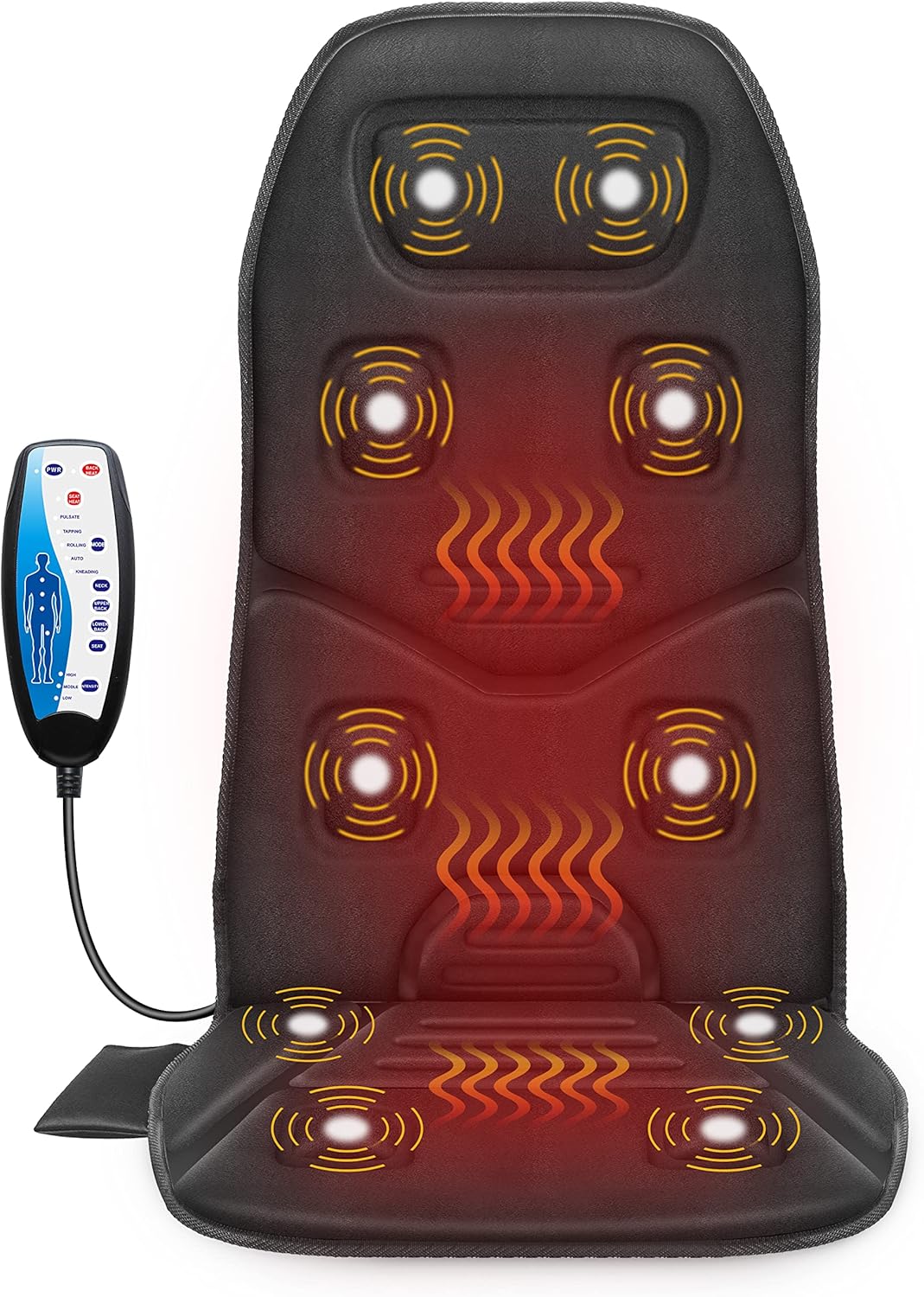 COMFIER Massage Seat Cushion with Heat,10 Vibration Motors Seat Warmer, Back Mas...