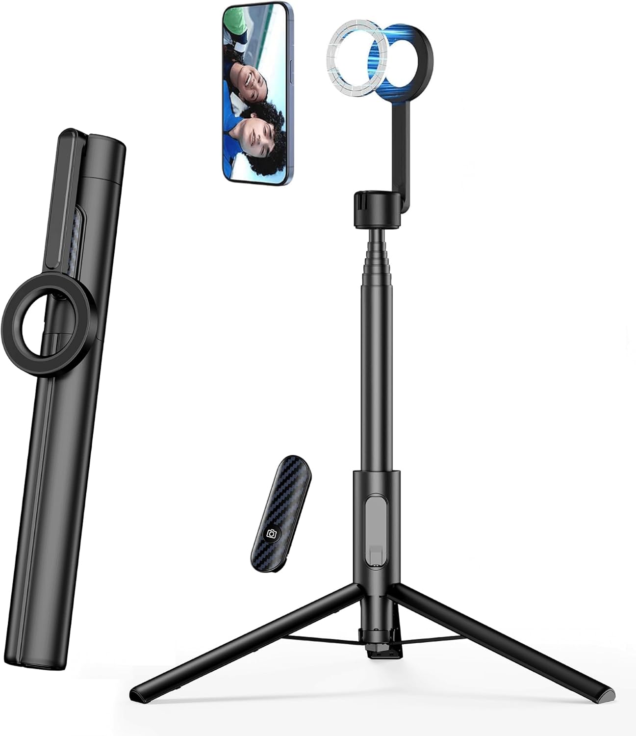 Vimitty for MagSafe Tripod for iPhone 64 Selfie Stick Tripod Phone with Metal Ri...