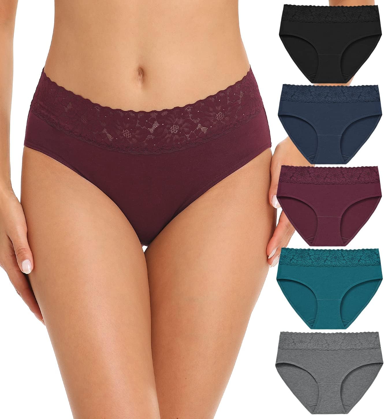 RHYFF Womens Underwear Cotton Bikini Panties Lace...