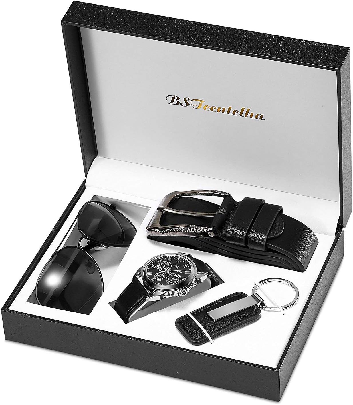 BSTcentelha Men Gift Set Wrist Watch Belt Keychain Sunglasses Mens Gift Father's...