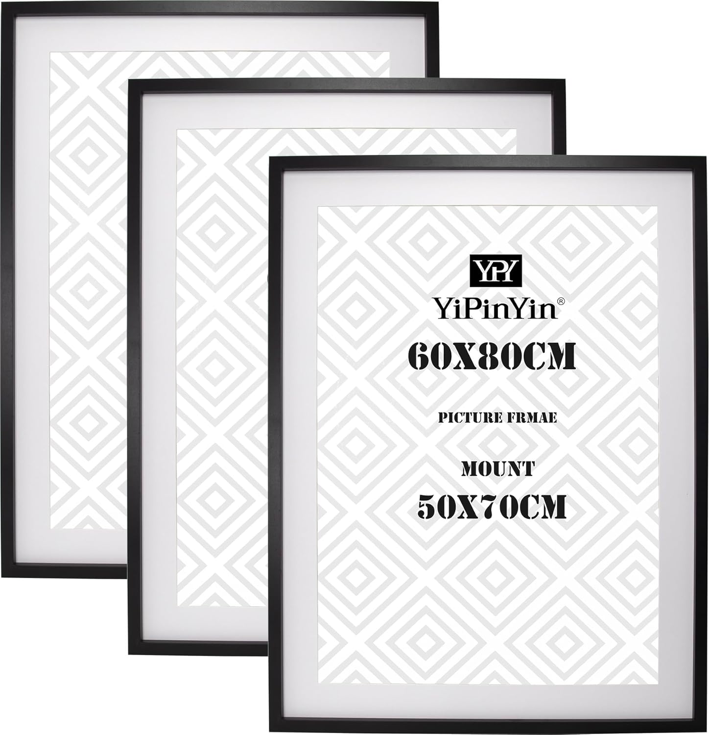 60x80cm Black Boxed Photo Frame 3Pack with Acid Free Mount for 50x70cm,80x60cm L...